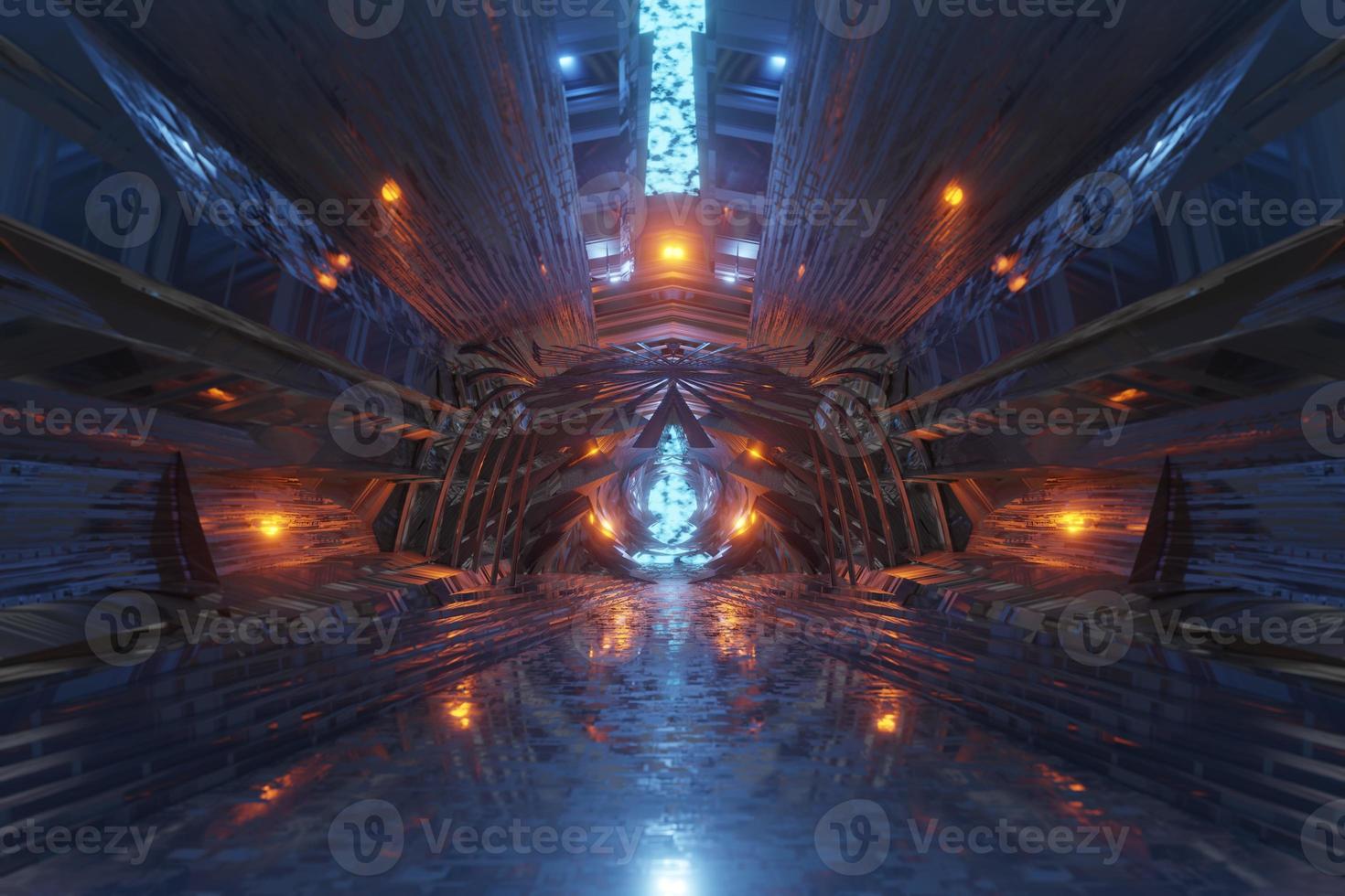 sci fi fantasia futura planeta alienígena grande salão edifício fundo renderização em 3d foto