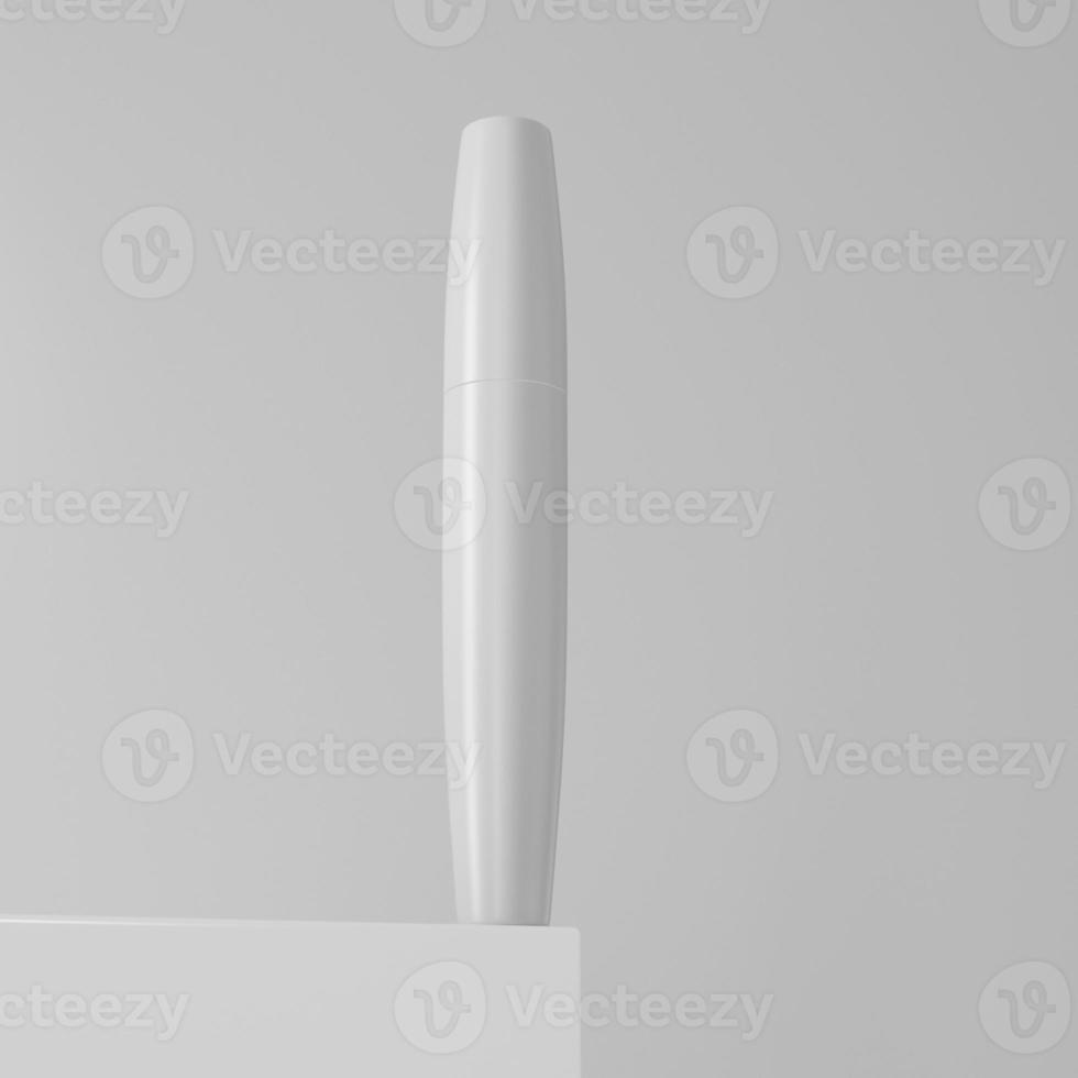 maquete de tubo de rímel isolado no fundo branco. ilustração 3D foto