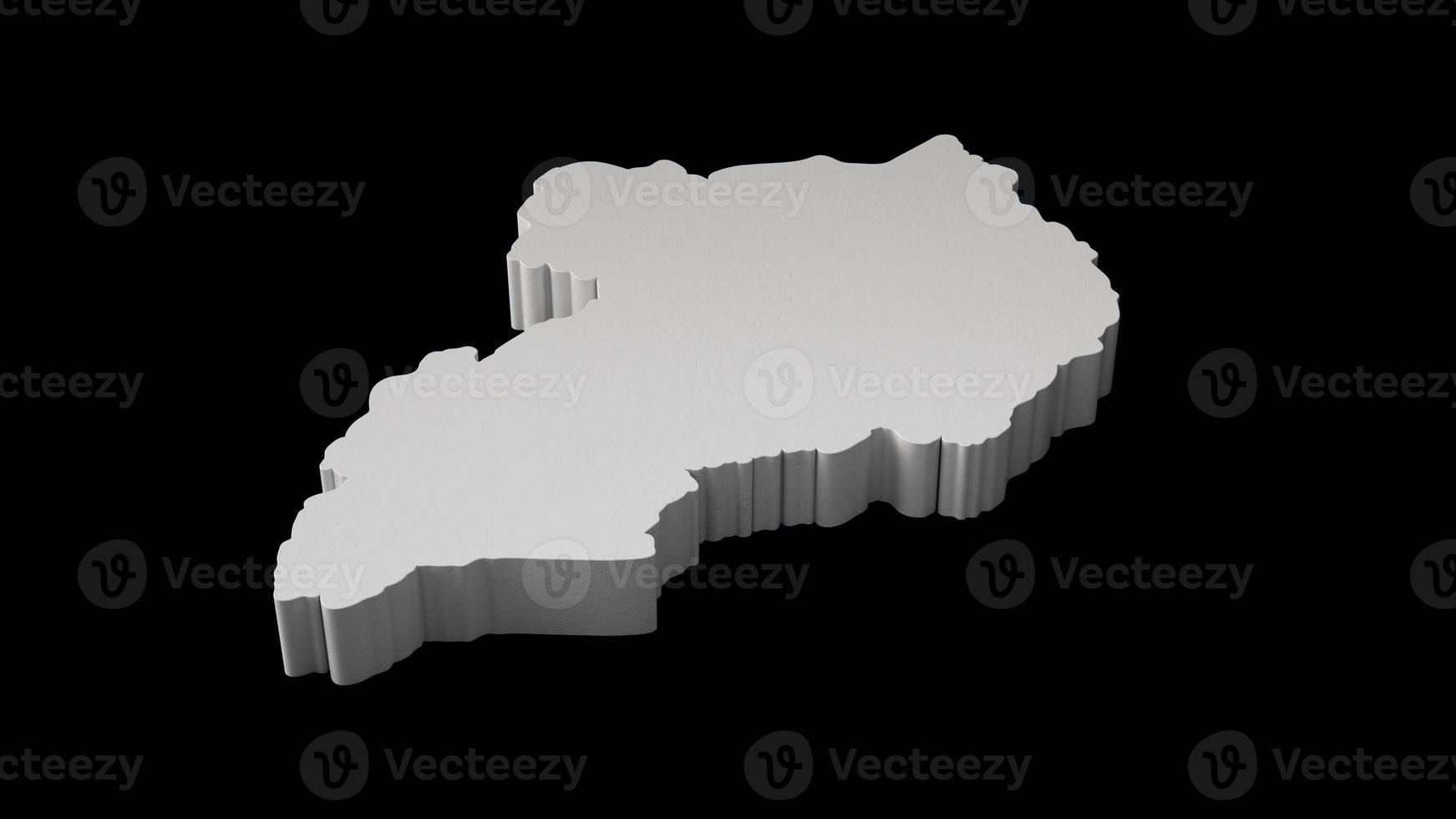 mapa 3d de uganda na ilustração 3d de superfície de fundo preto foto