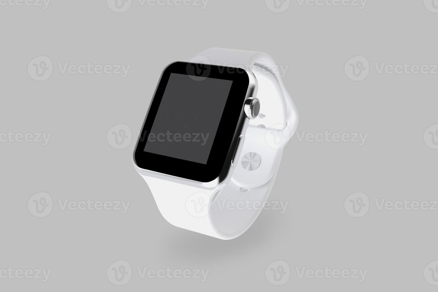conjunto de maquete de relógio inteligente preto e branco isolado em um fundo cinza. renderização 3D. foto