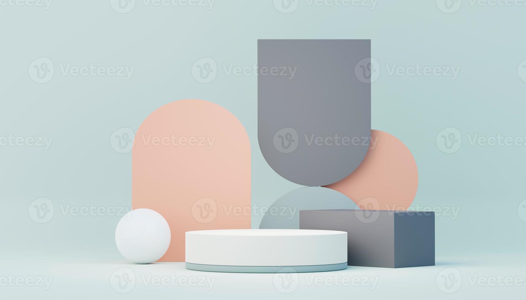 3d renderização plataforma de pódio de exibição abstrata para apresentação de produtos e publicidade. cenário de cena mínimo com design limpo. pedestal vago para maquete. palco vazio com cor pastel para cosméticos. foto