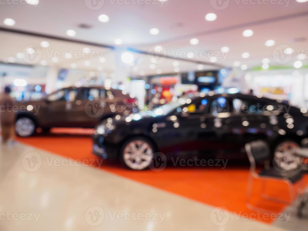 desfoque de showroom de carros para plano de fundo foto