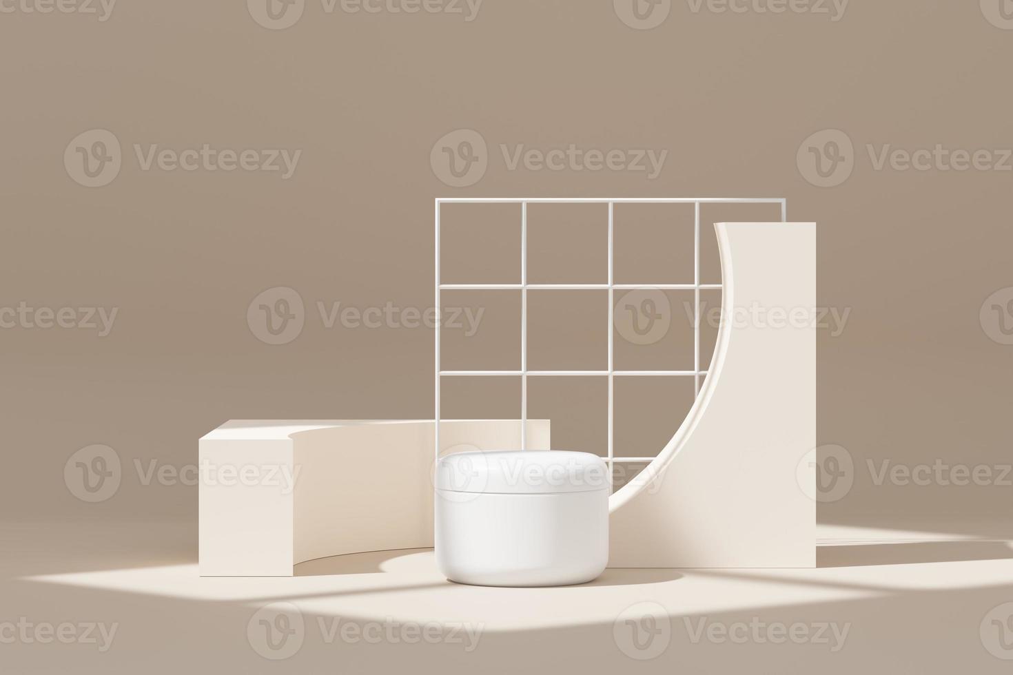 3d renderização de produtos cosméticos em branco para a pele ou embalagens para maquete. projeto do terraço. sabonete de beleza e conceito de spa. umidade do óleo de loção para a saúde da pele. design premium e de luxo para branding. foto