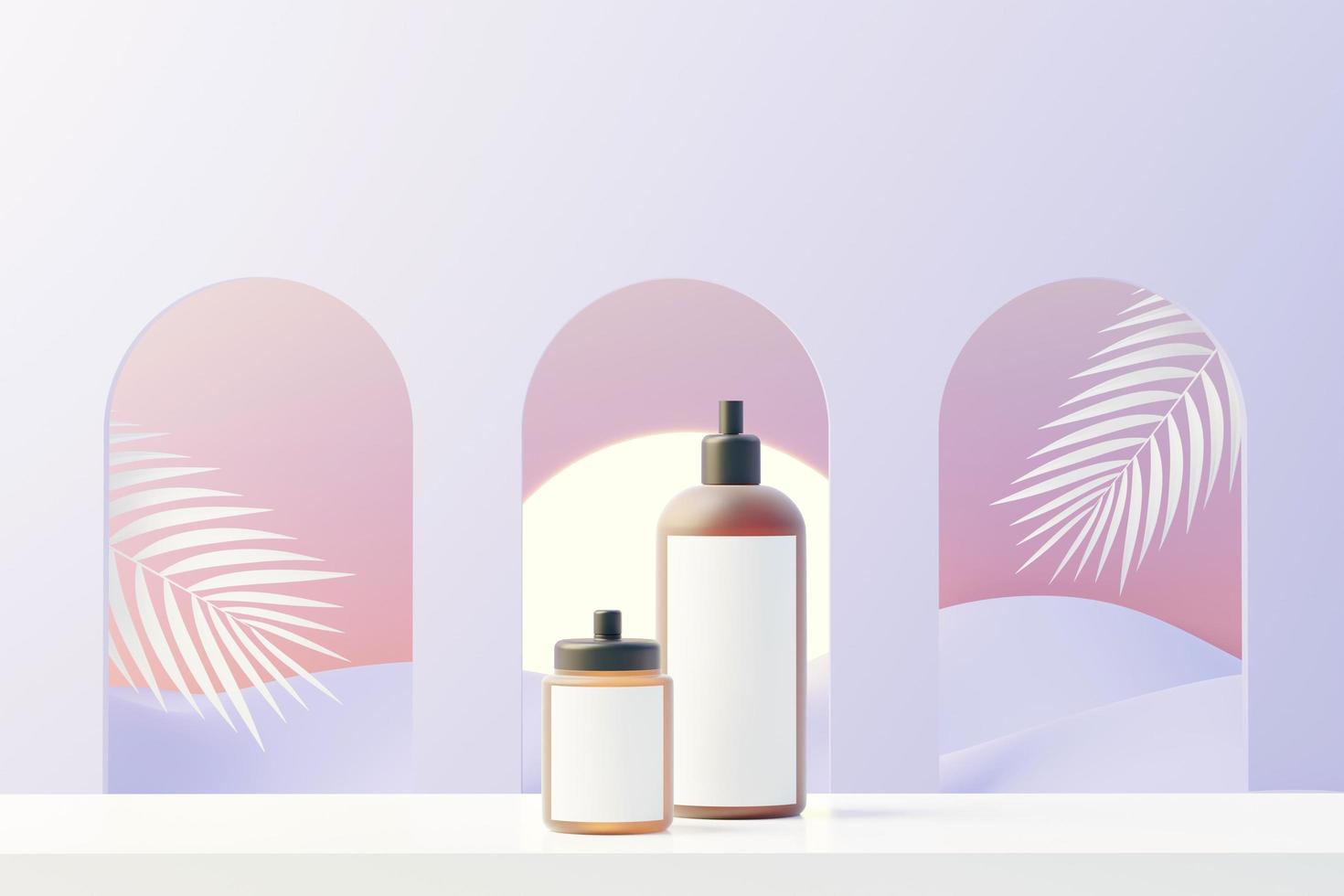 3d renderização de produtos cosméticos em branco para a pele ou embalagens para maquete. sabonete de beleza e conceito de spa. umidade do óleo de loção para a saúde da pele. design premium e de luxo para branding. foto