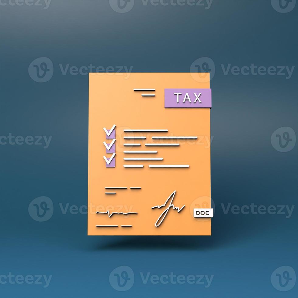 conceito de impostos. ilustração de renderização 3D. foto