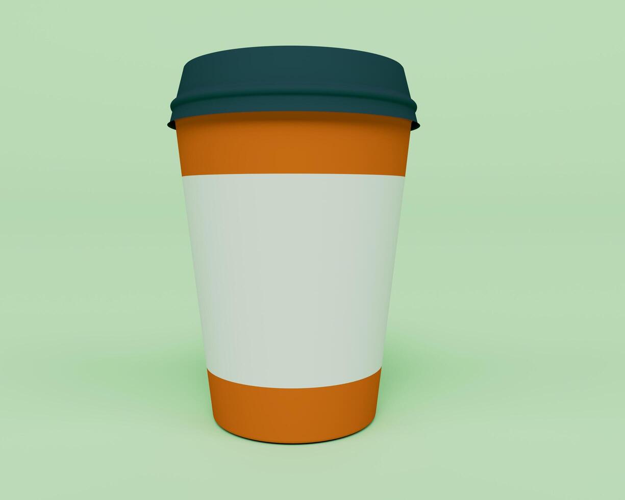 xícara de café descartável renderização 3d conceito minimalista de elemento de design abstrato foto