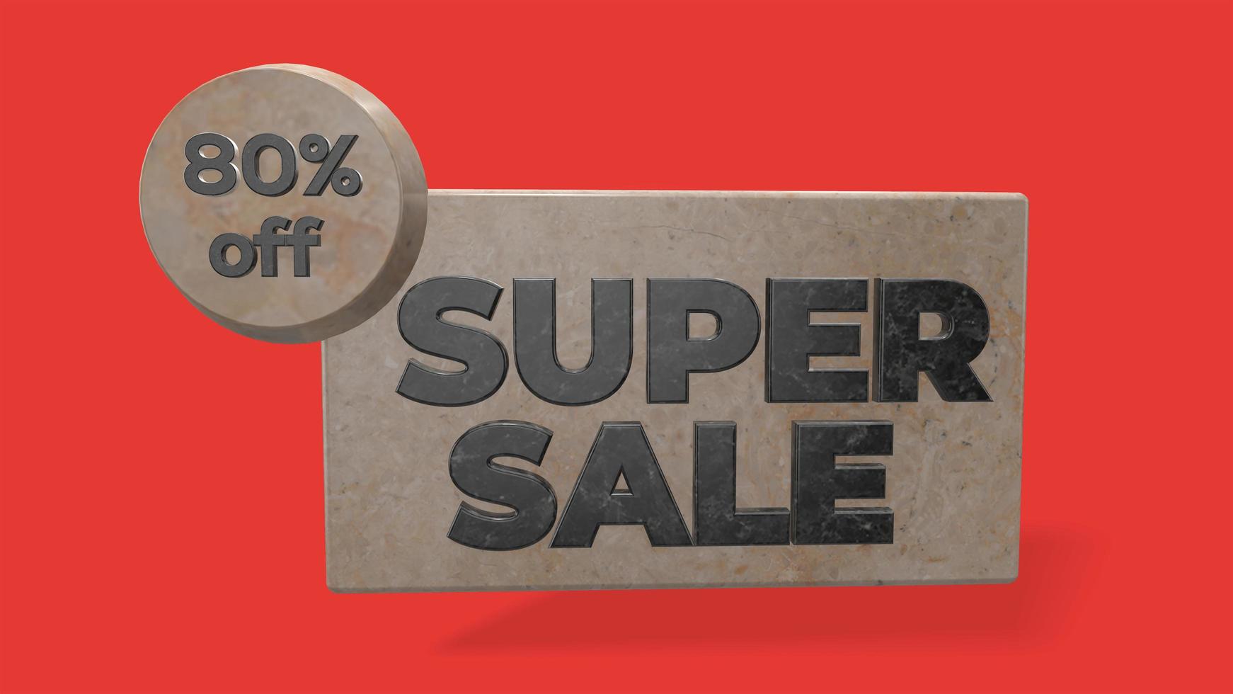 80 off super venda 3d render uso para página de destino, modelo, interface do usuário, site, pôster, banner, panfleto, plano de fundo, cartão-presente, cupom, etiqueta, papel de parede, promoção de venda, publicidade, marketing foto