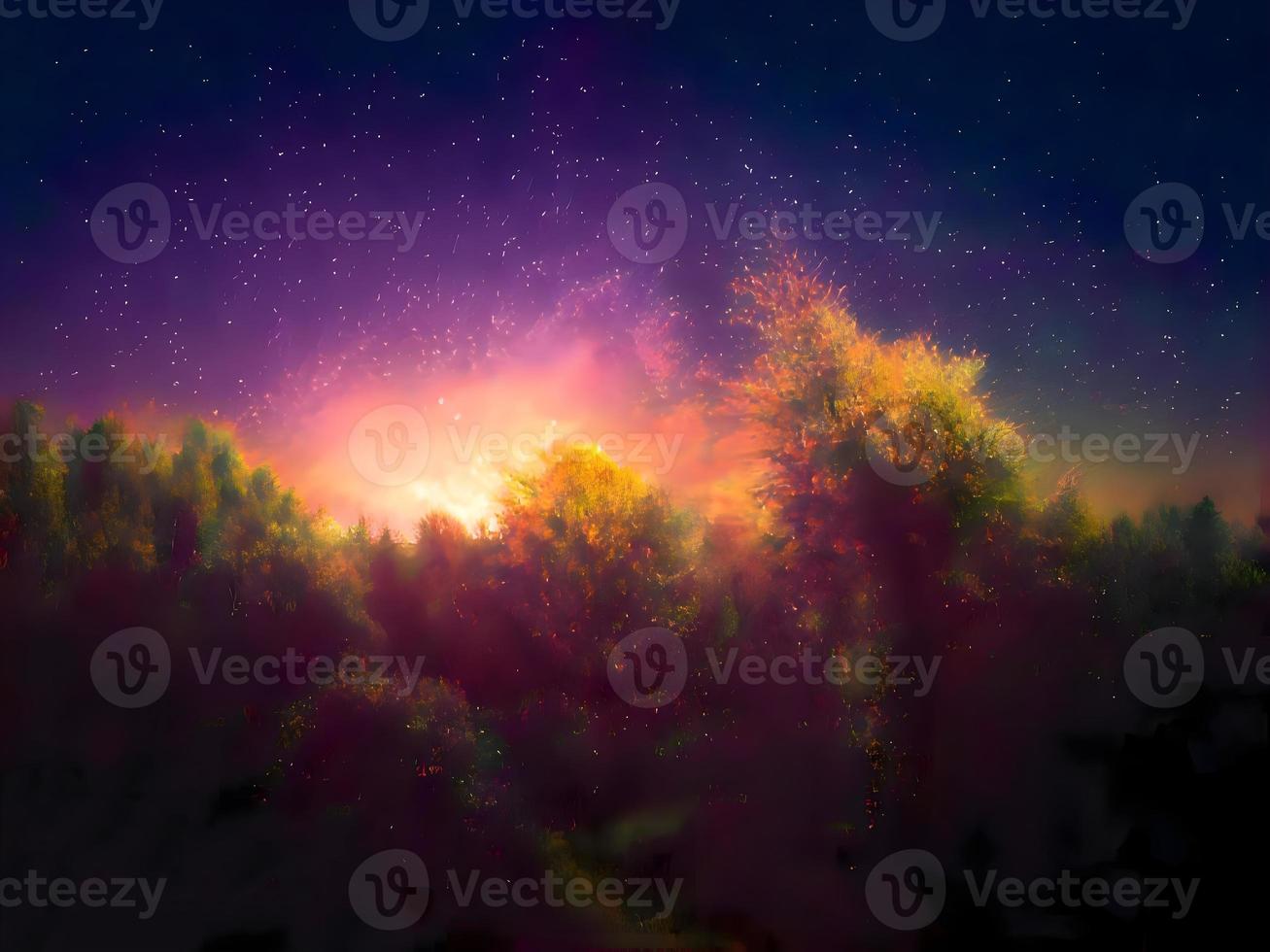 montanha paisagem noturna e fundo de galáxia via láctea, longa exposição, pouca luz foto