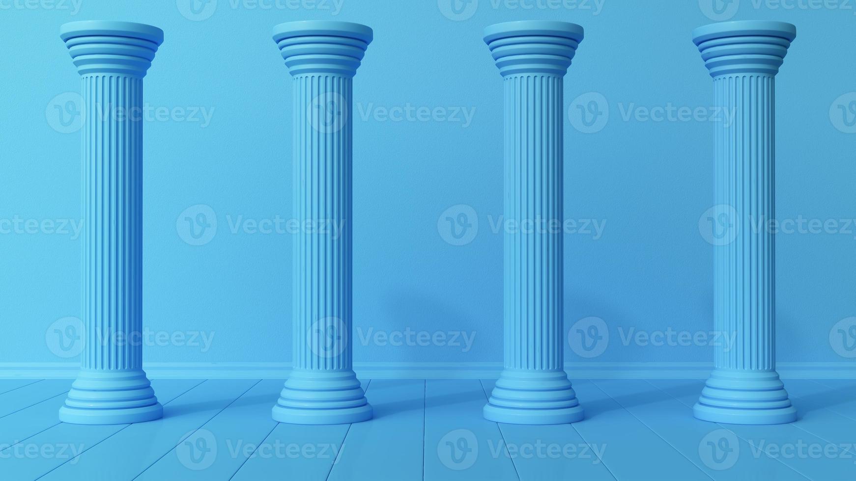 quatro colunas no interior azul foto