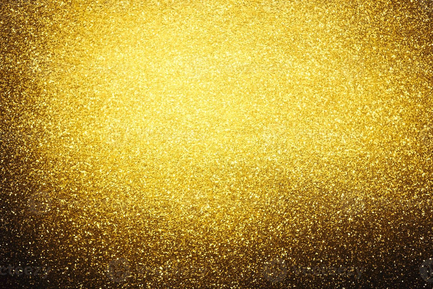 textura de iluminação de bokeh de brilho dourado turva fundo abstrato para aniversário, aniversário, casamento, véspera de ano novo ou natal foto