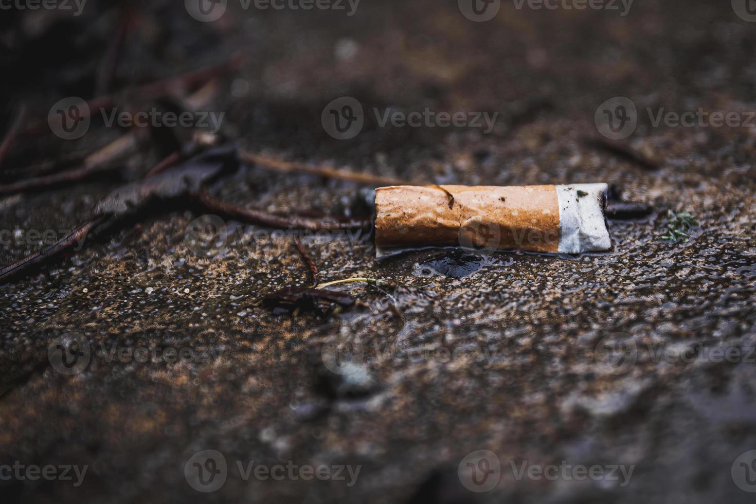 ponta de cigarro na rua foto