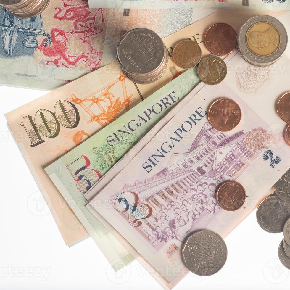 notas, dinheiro da tailândia e cingapura foto