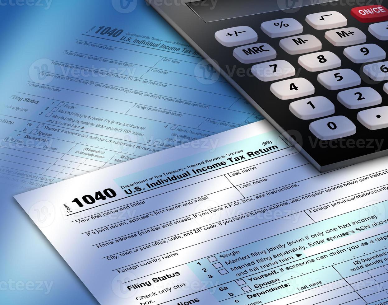 formulário de imposto de renda 1040 com calulator foto
