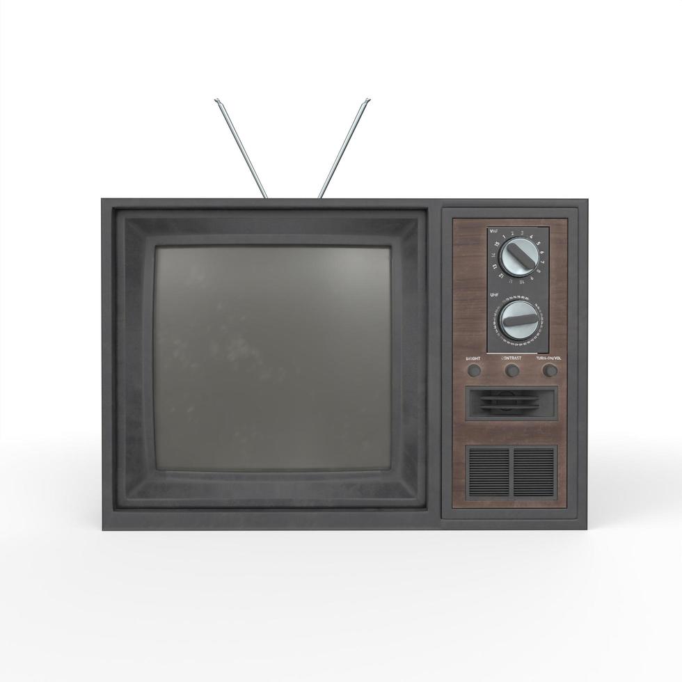 tv antiga isolada no fundo branco foto