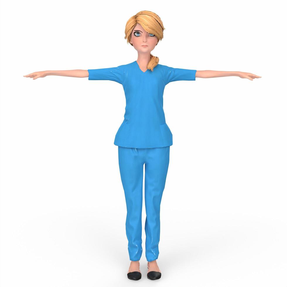 ilustração 3D renderizada de uma enfermeira foto