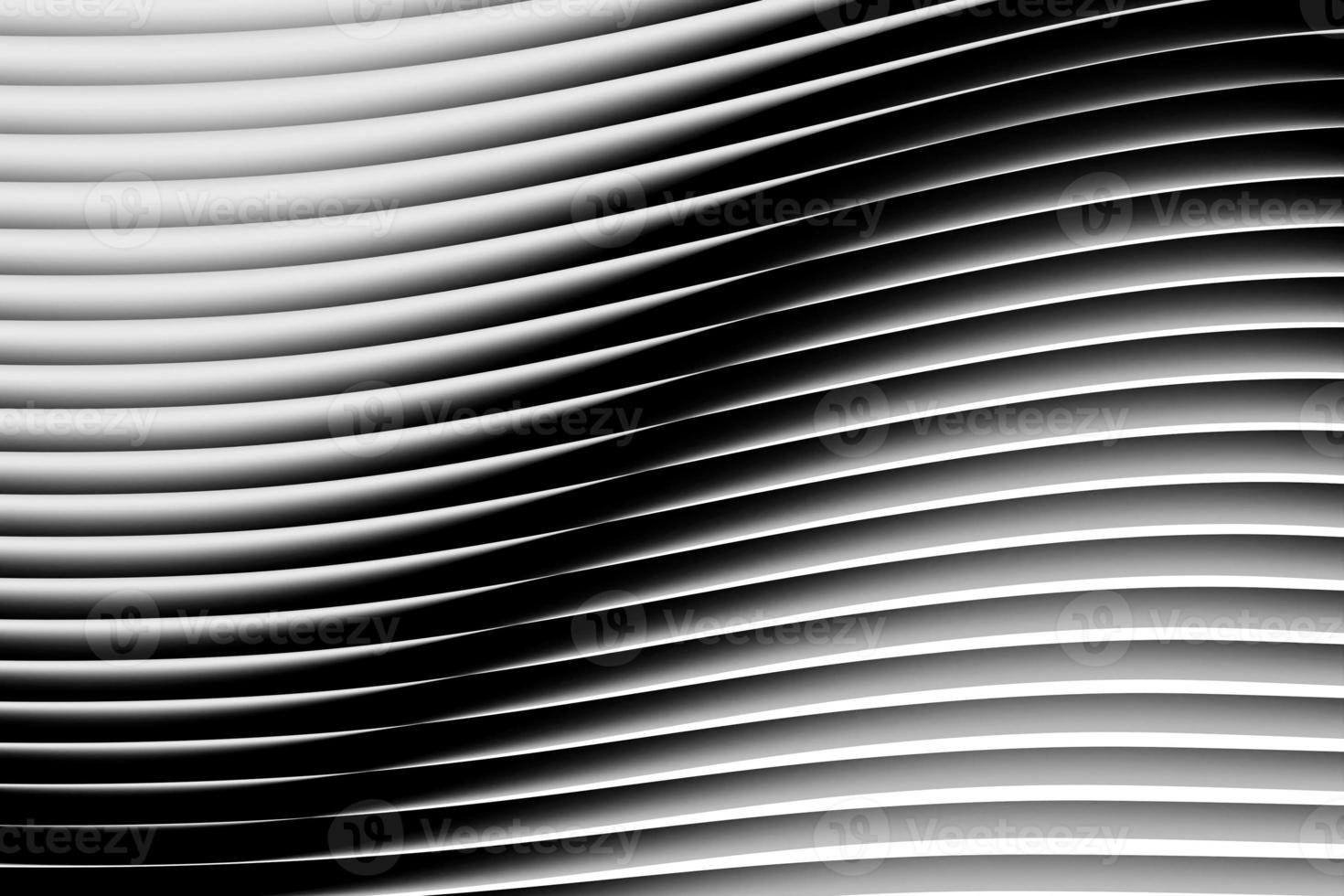 Listras brancas e pretas de ilustração 3D na forma de ondas de onda, fundo futurista. foto