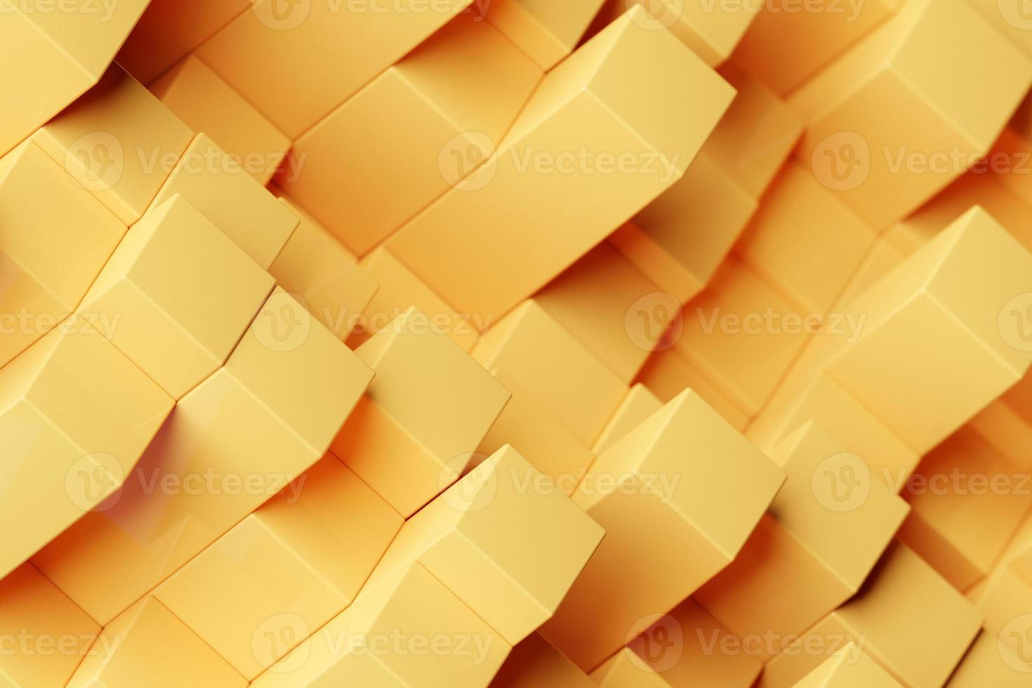 Ilustração 3D de amarelo conjunto de formas, listras no fundo monocromático, padrão. fundo de geometria foto