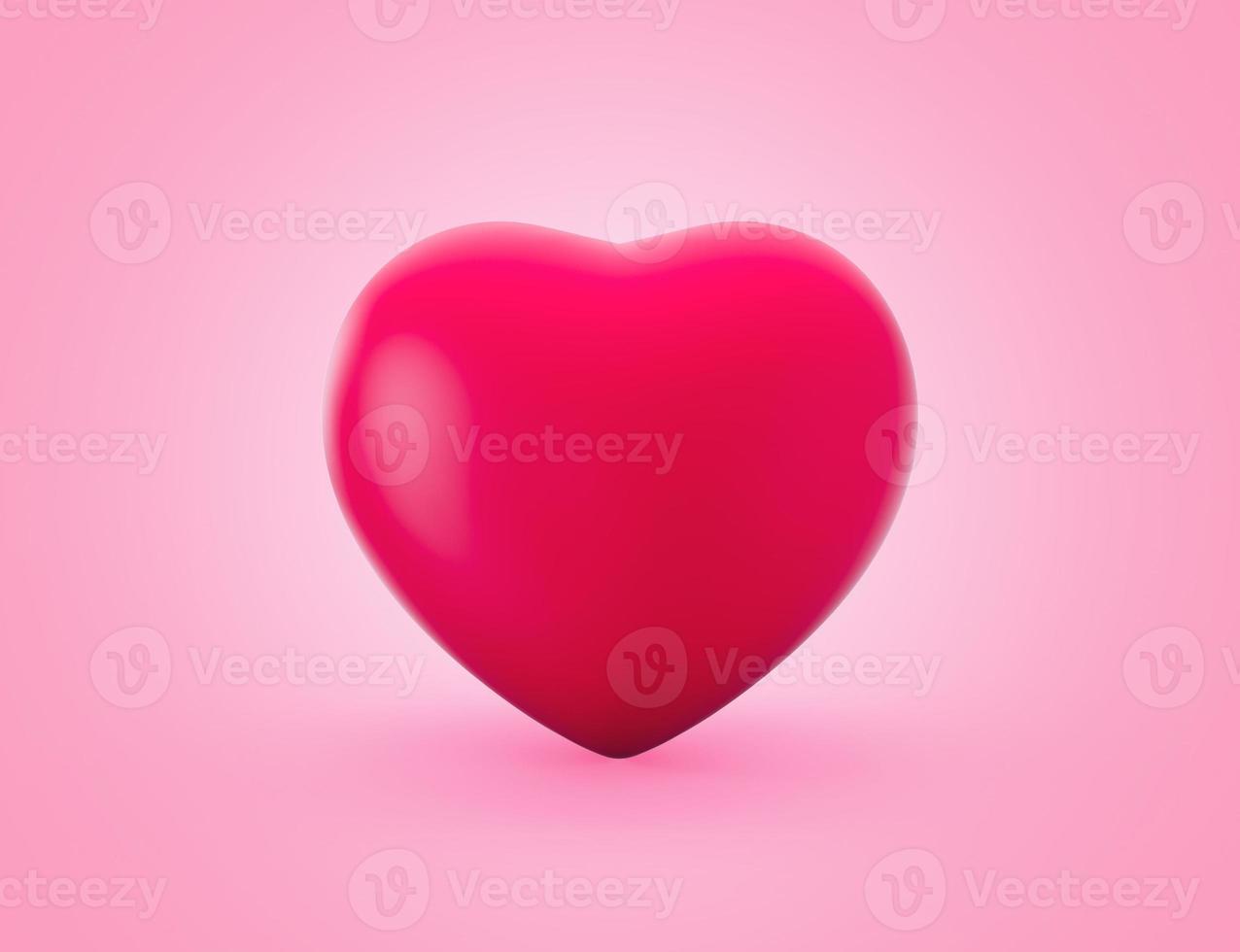 ilustração 3d do ícone 3d do coração vermelho no fundo rosa foto