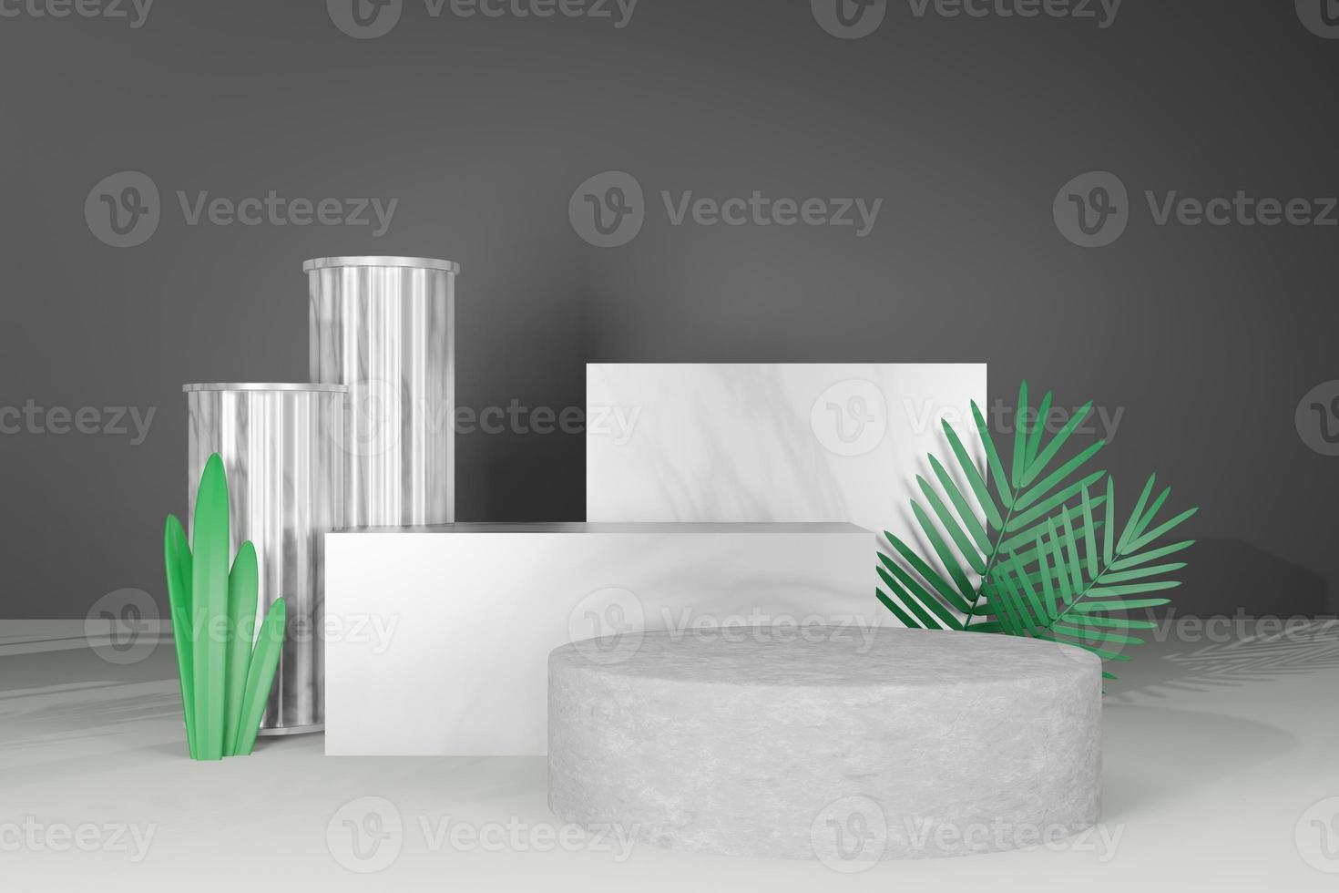 maquete de pódio de modelo vazio de renderização 3D para colocação de produtos foto