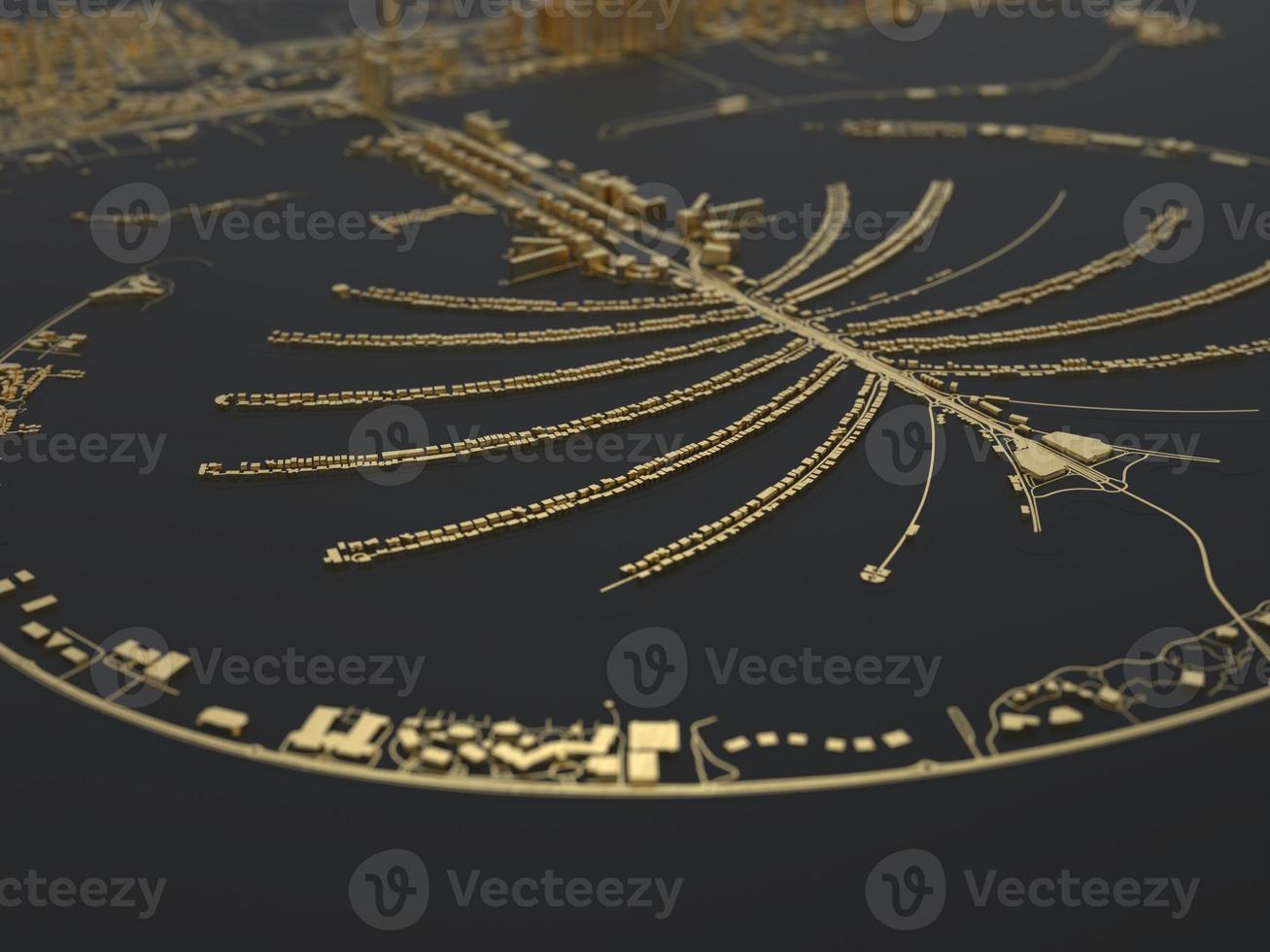 vista superior da cidade grande. ilustração em design gráfico casual. fragmento de renderização 3d dubai foto