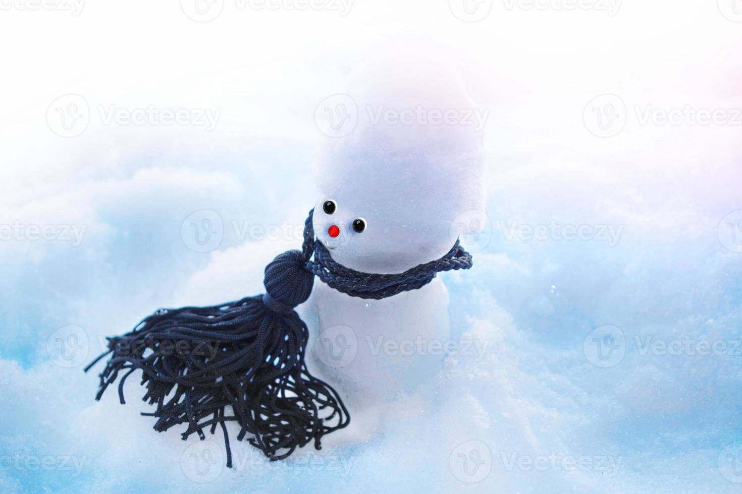 boneco de neve feliz. paisagem de inverno. feliz natal e feliz ano novo cartão foto