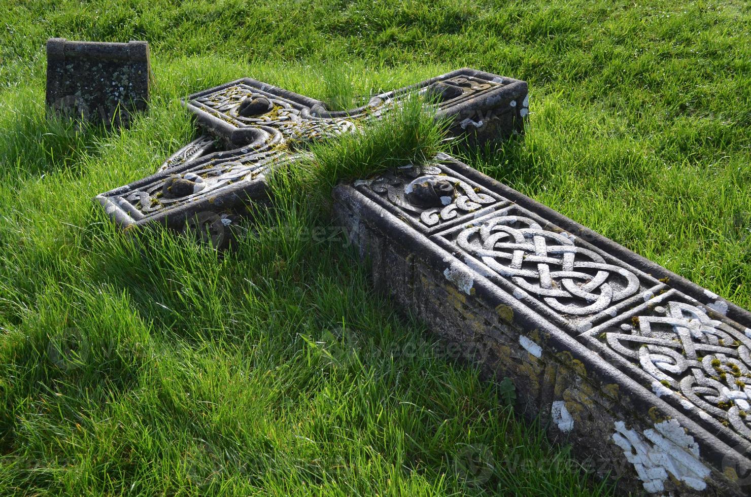 ruínas de cruz cobertas de vegetação foto