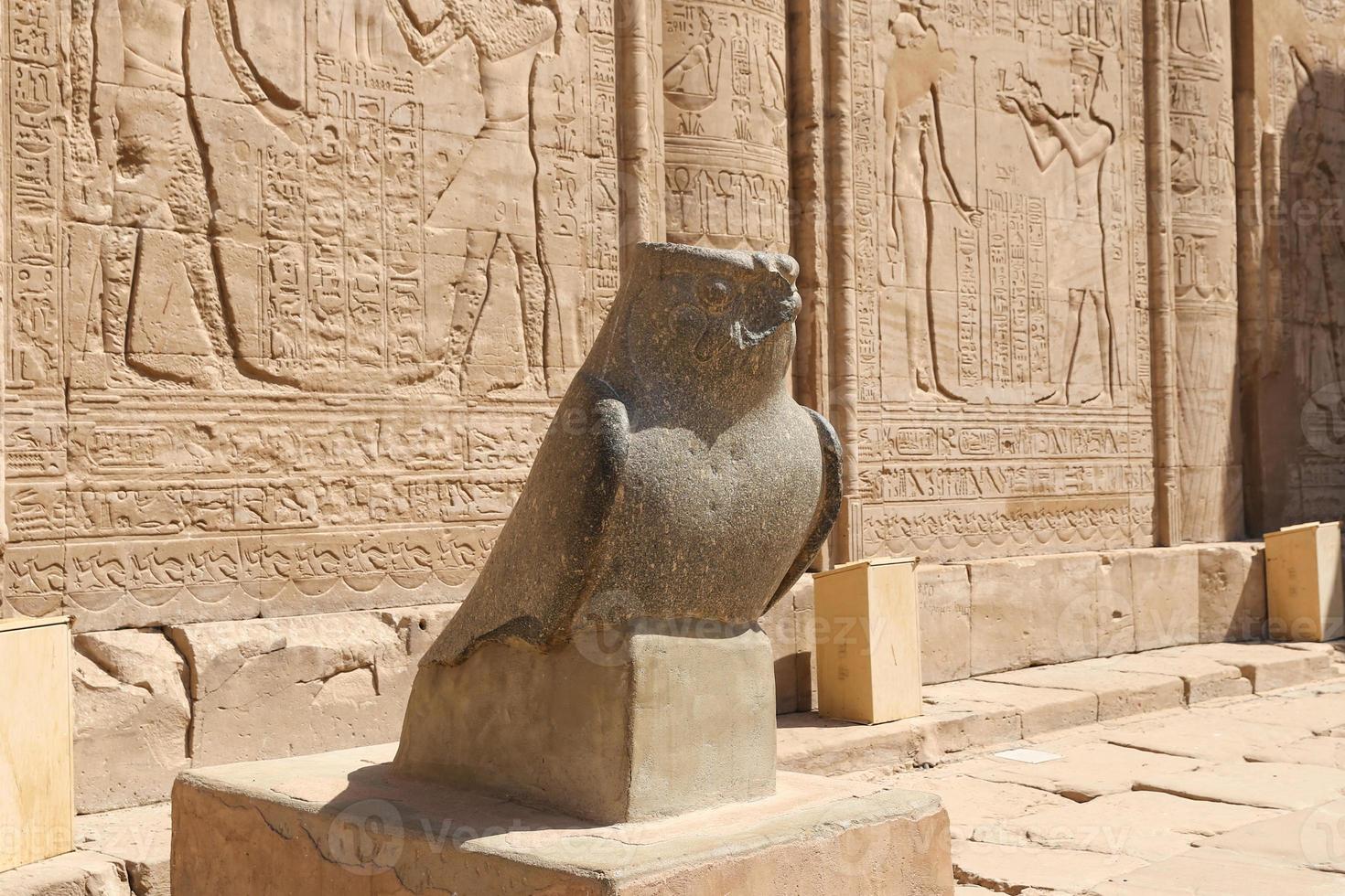 estátua de horus no templo de edfu, edfu, egito foto