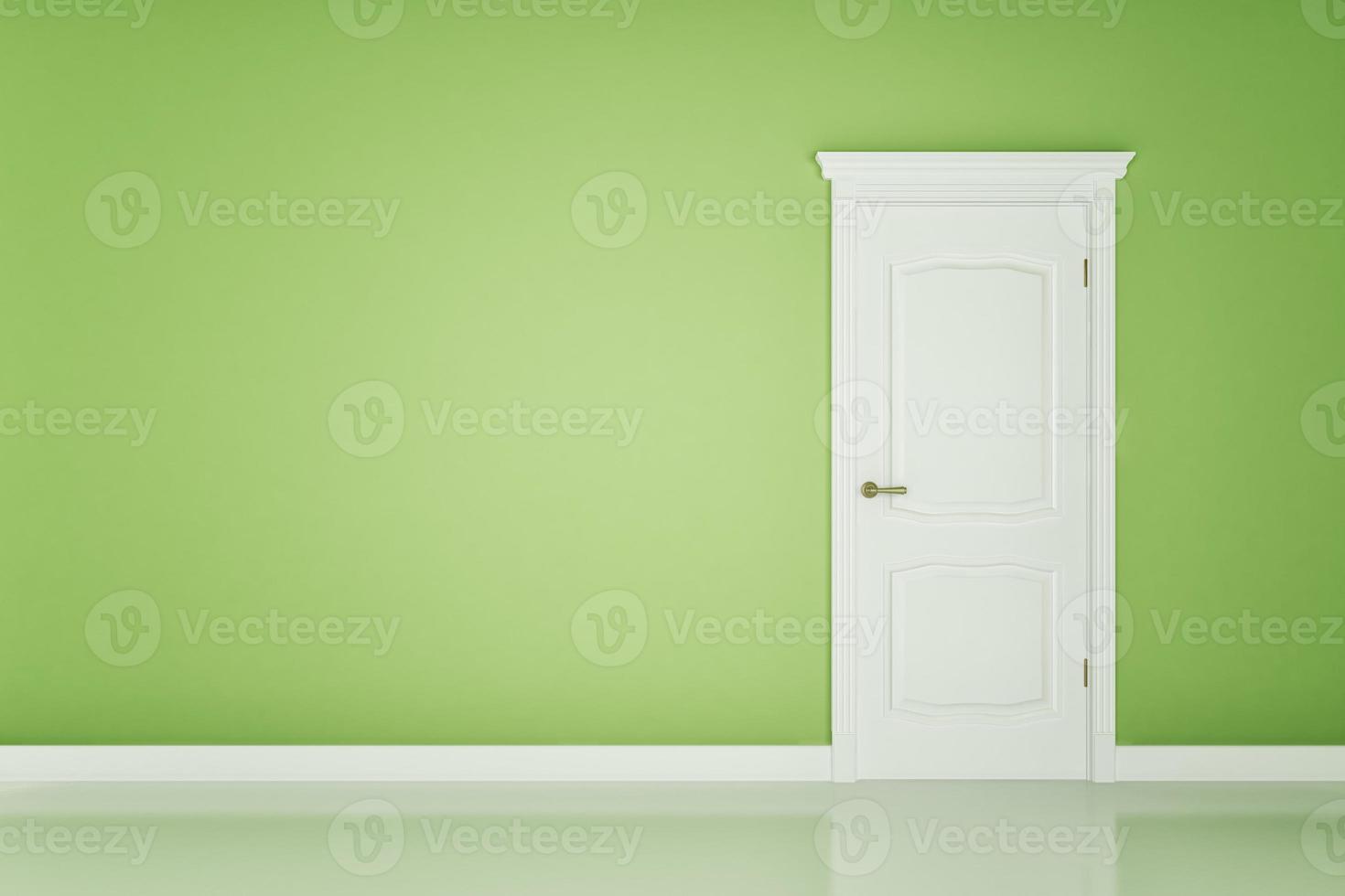 porta branca fechada na parede verde foto