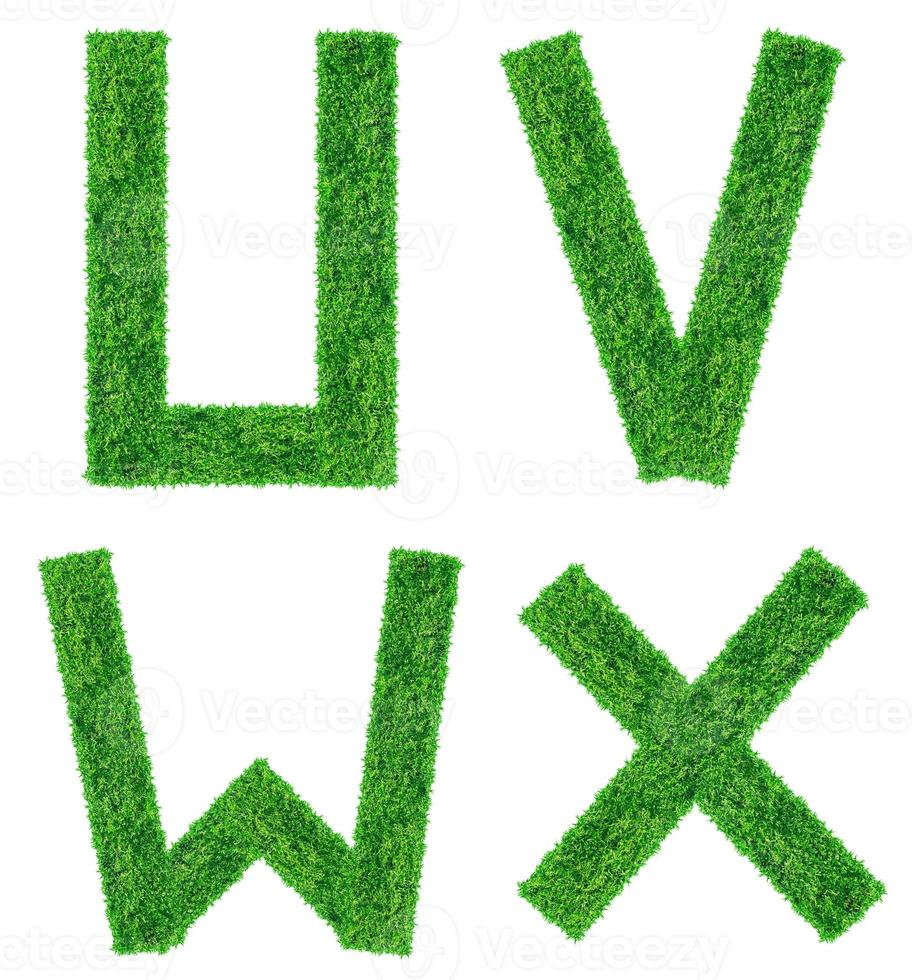 alfabeto da grama verde, isolado no fundo branco foto