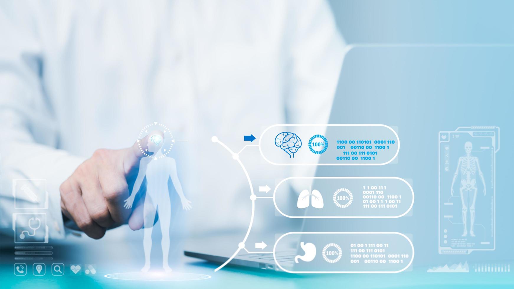 médicos profissionais estão usando inteligência para diagnosticar e analisar o cérebro, com tecnologia inovadora de holograma médico foto