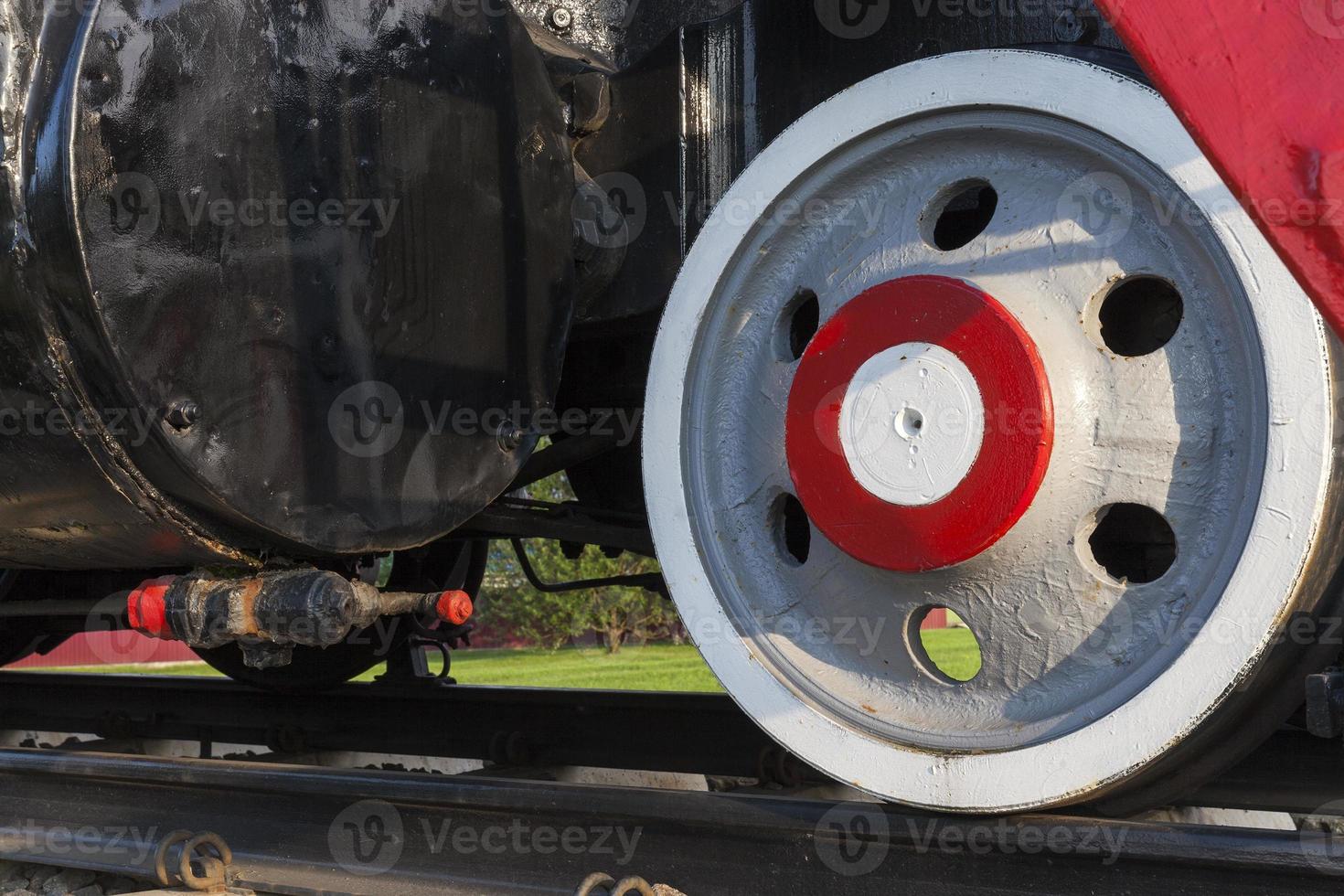 close-up de locomotiva a vapor antiga foto