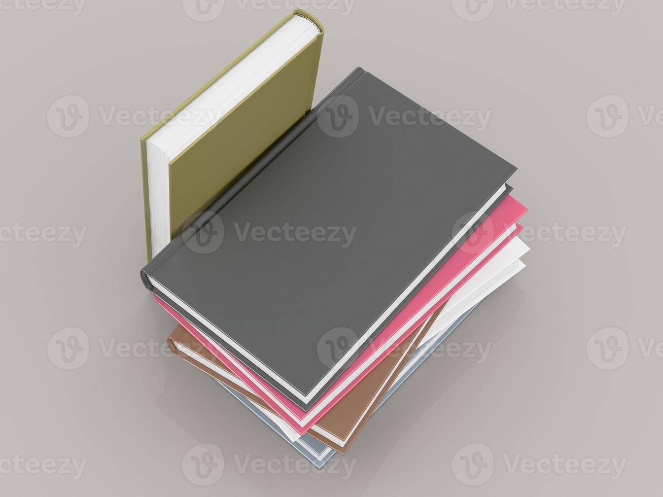 modelo de maquete de livro de cor vazia no fundo cinza foto