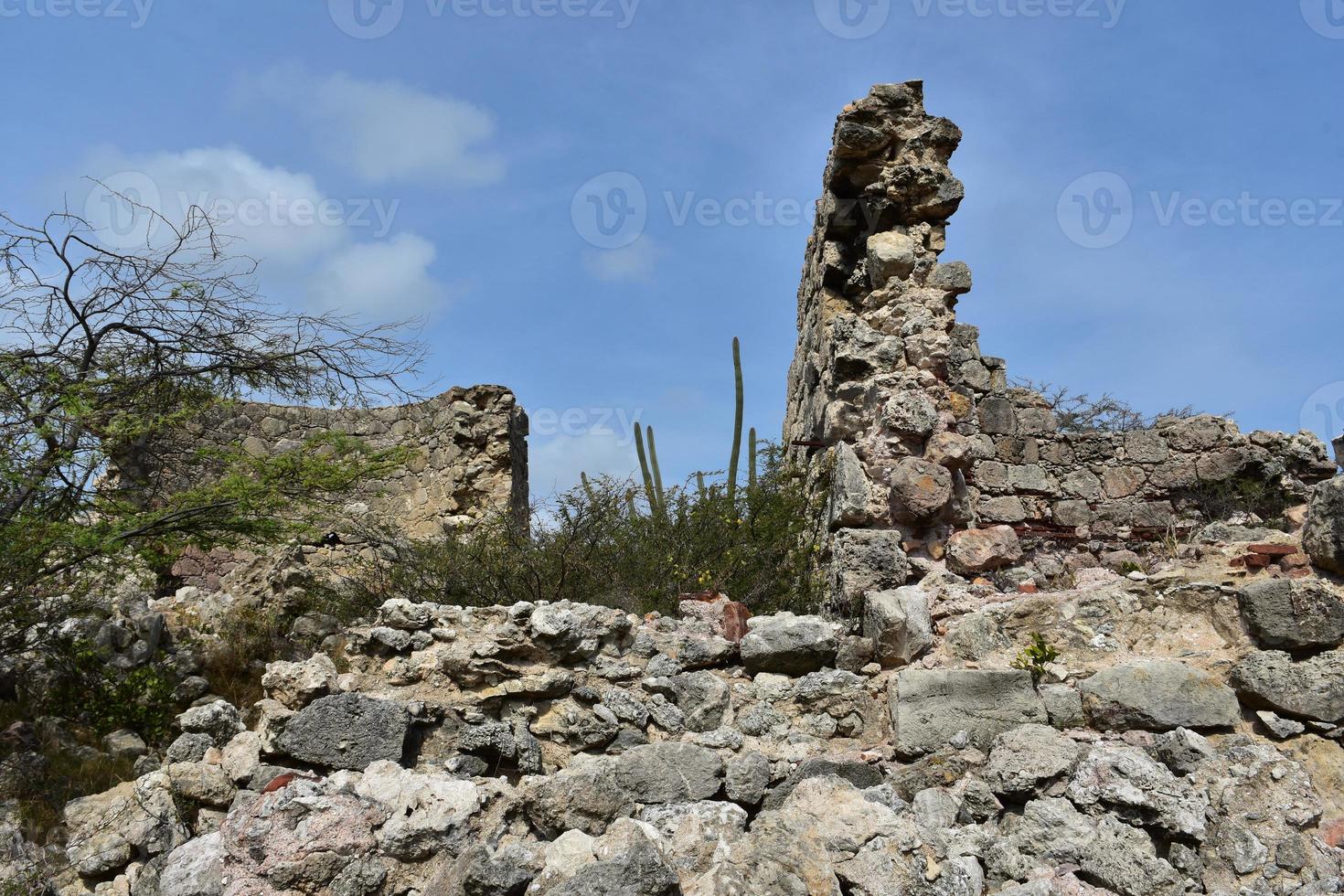 restos rochosos do moinho balashi deserto em aruba foto