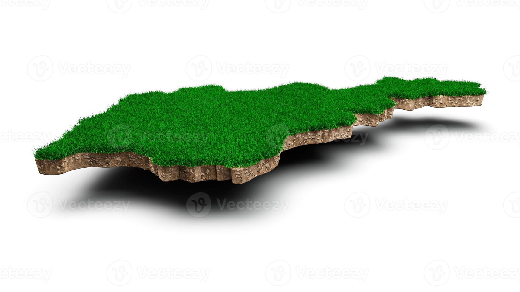 seção transversal da geologia da terra do mapa da armênia com grama verde e ilustração 3d da textura do solo da rocha foto