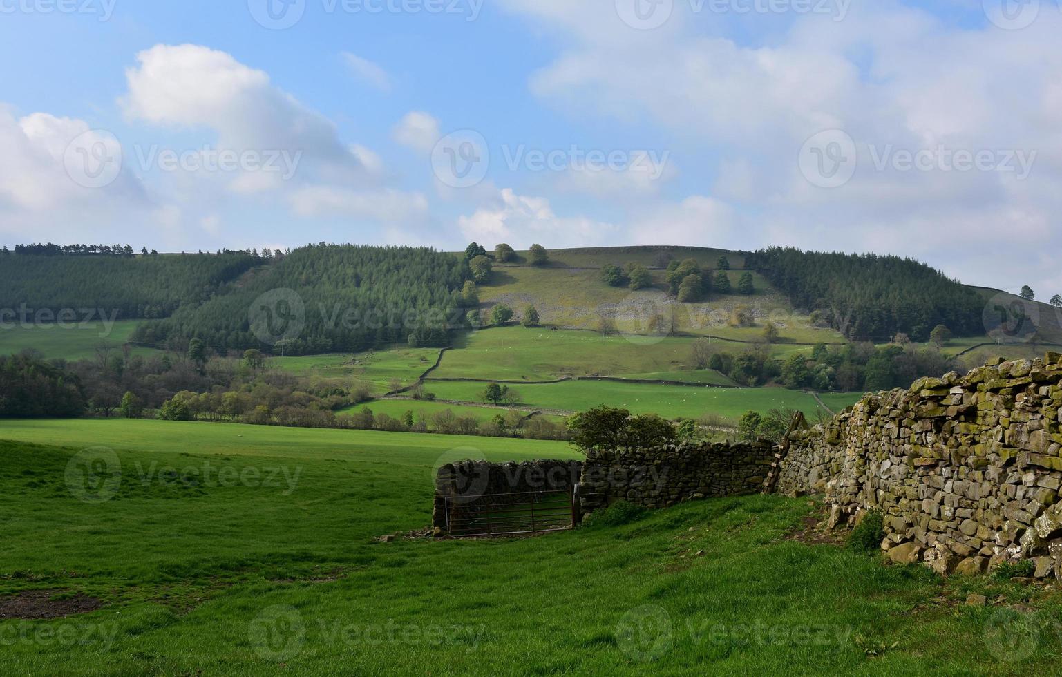 terras agrícolas com colinas verdes na inglaterra foto