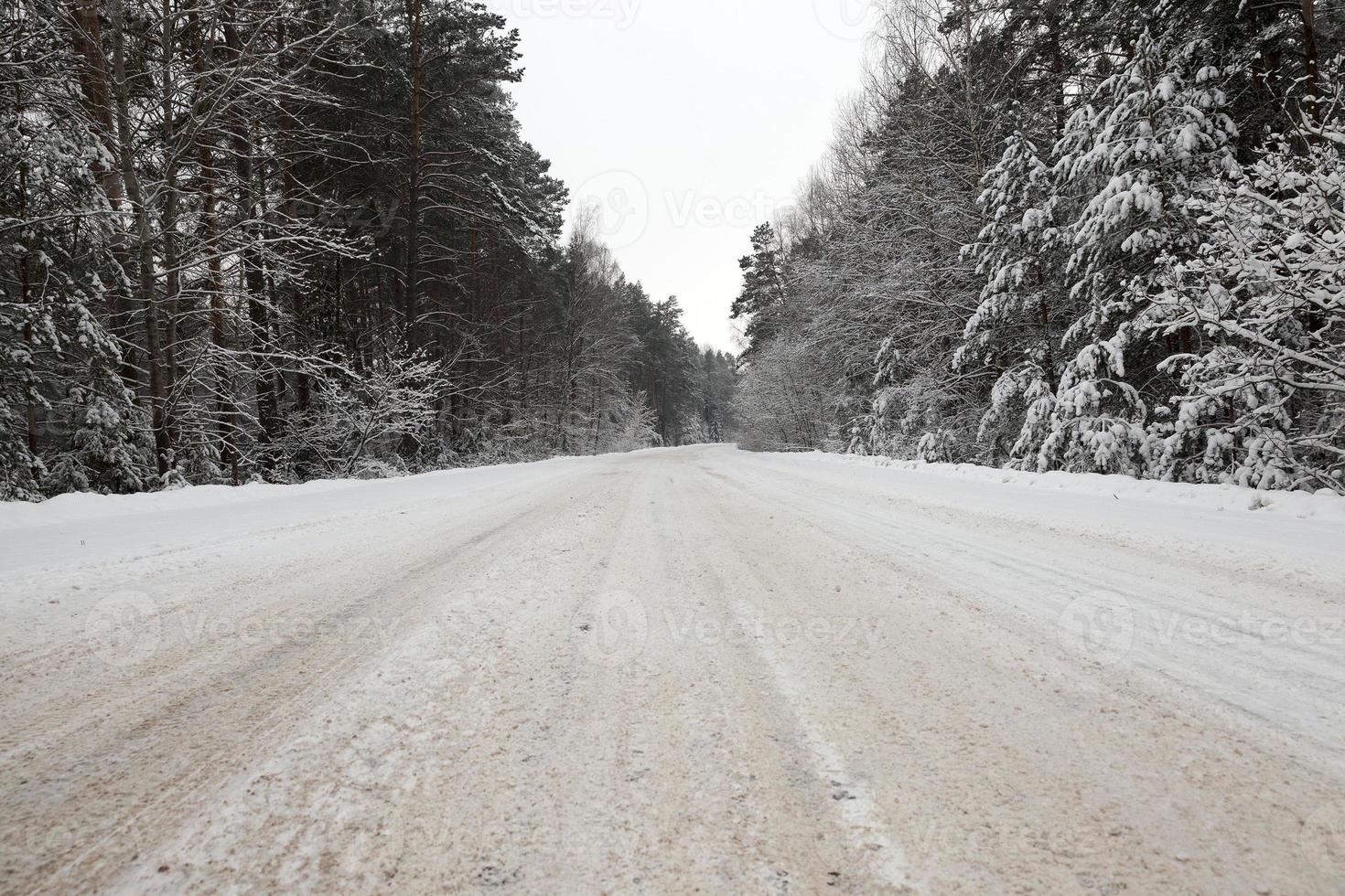 estrada sob a neve foto