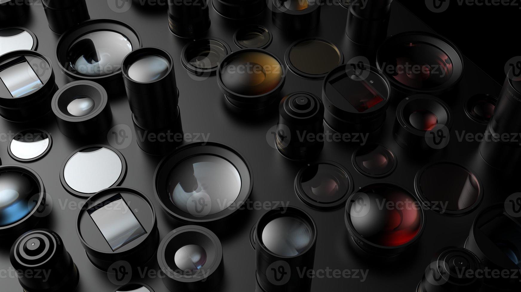 variedade de lentes para câmeras e telefones foto