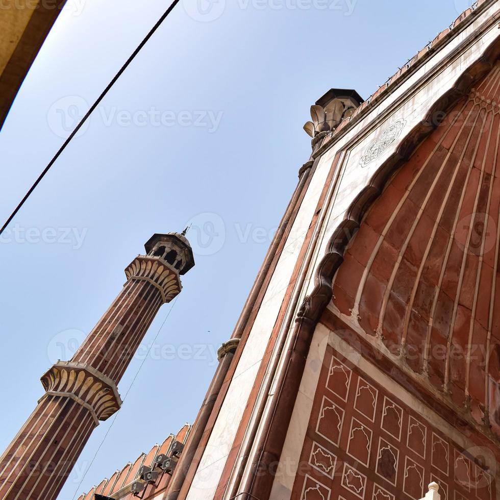 detalhe arquitetônico da mesquita jama masjid, antiga delhi, índia, a arquitetura espetacular da mesquita jama masjid em delhi 6 durante a temporada de ramzan, a mesquita mais importante da índia foto