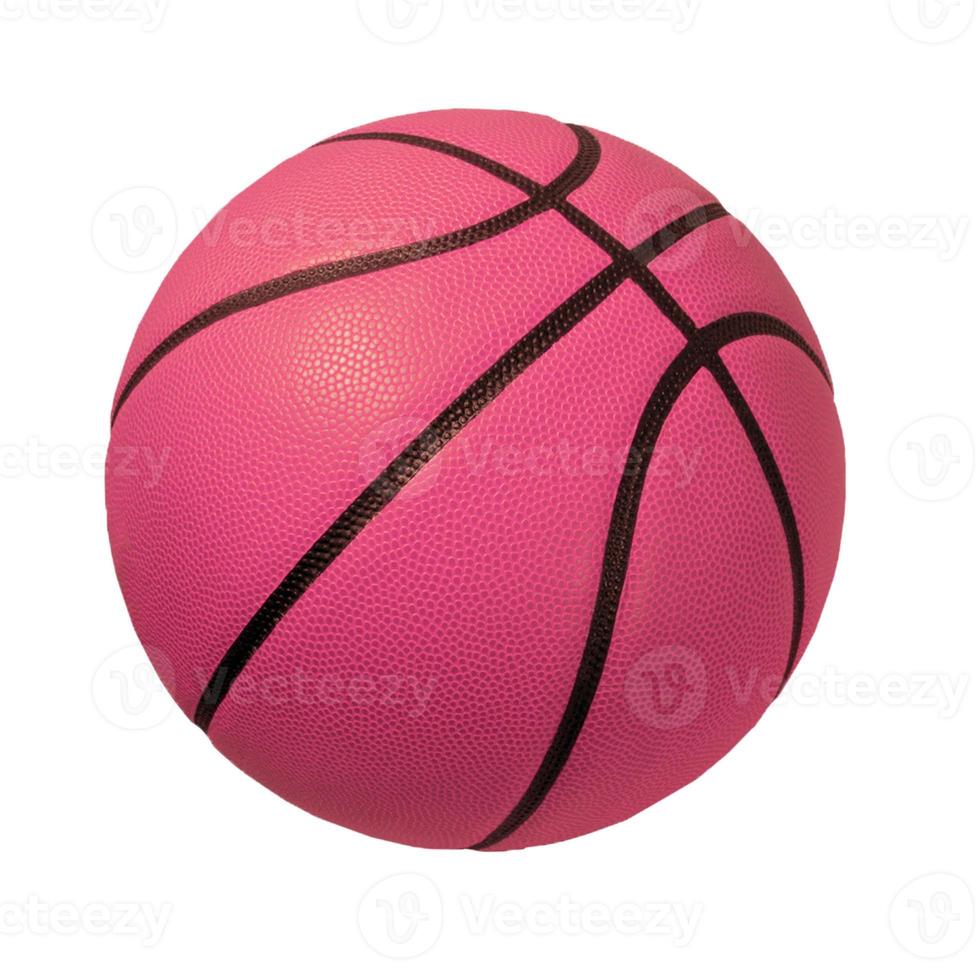 bola de basquete em fundo branco. bola rosa, conceito de esportes com um traçado de recorte. bola de basquete rosa isolada no fundo branco. foto