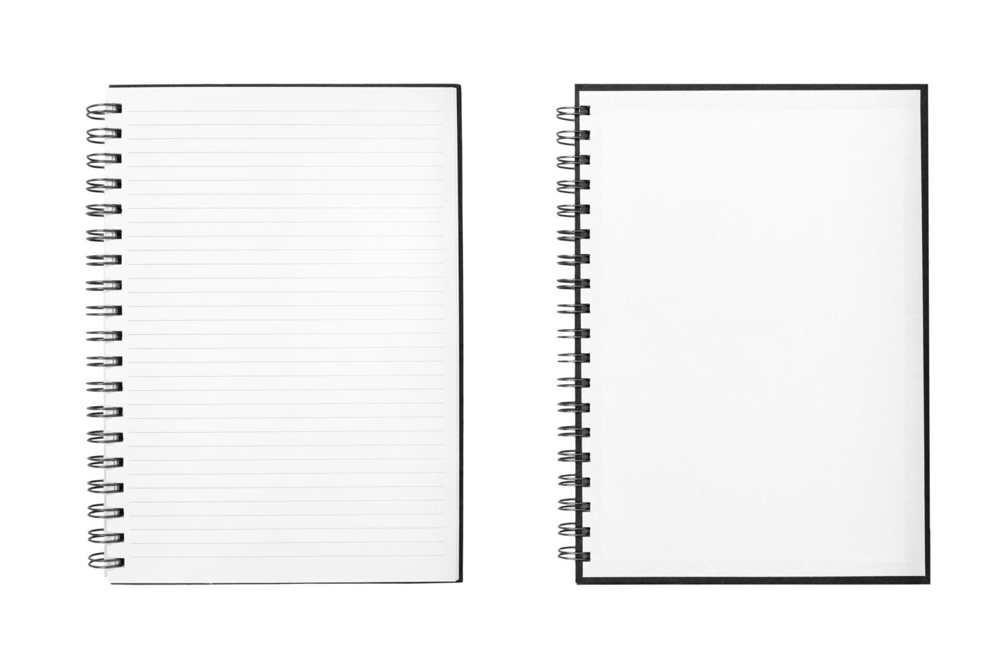 caderno em branco ou bloco de notas com papel de linha foto