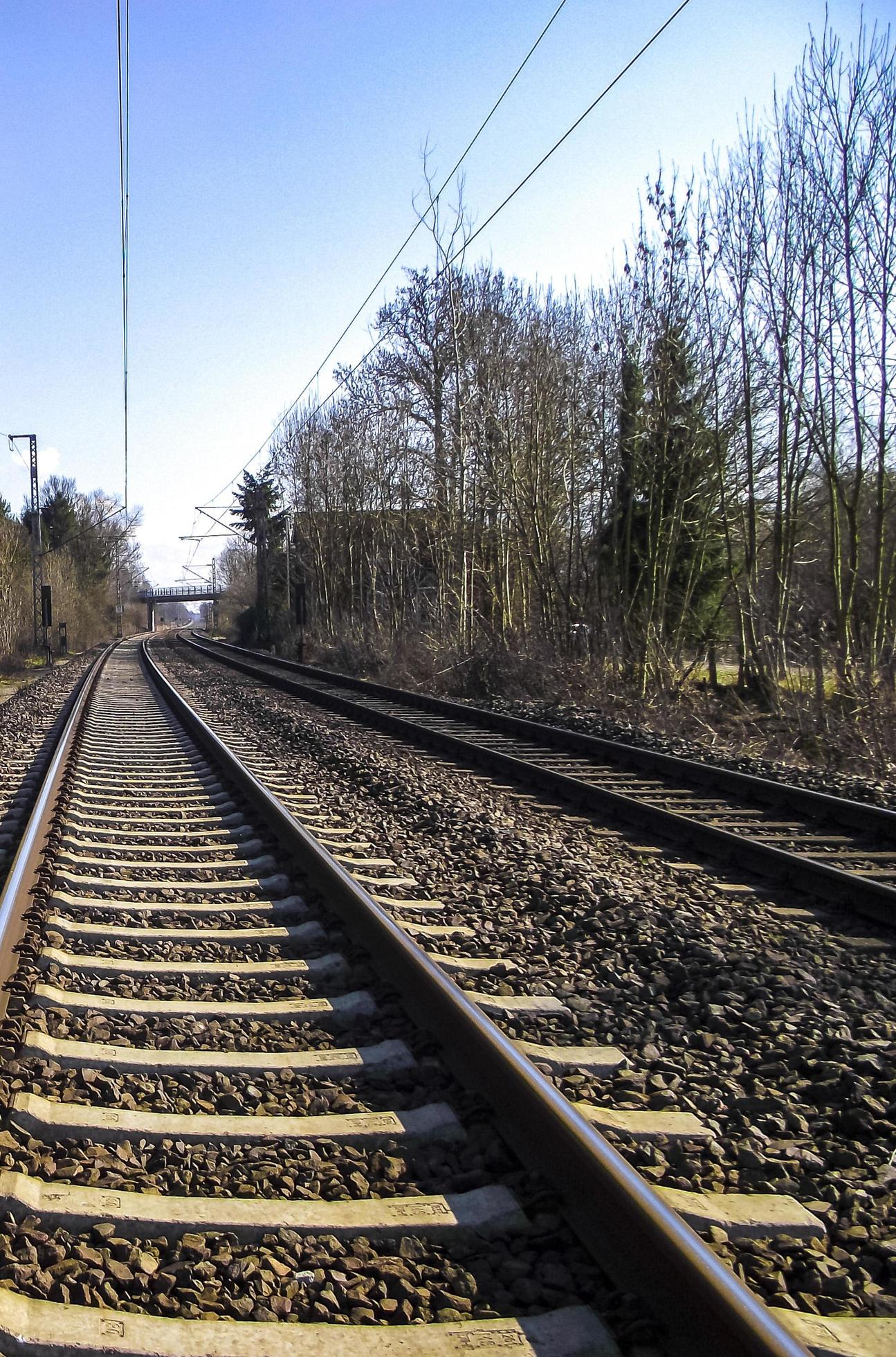 trilhos de trem pela natureza ao infinito na alemanha. 16634639 Foto de  stock no Vecteezy