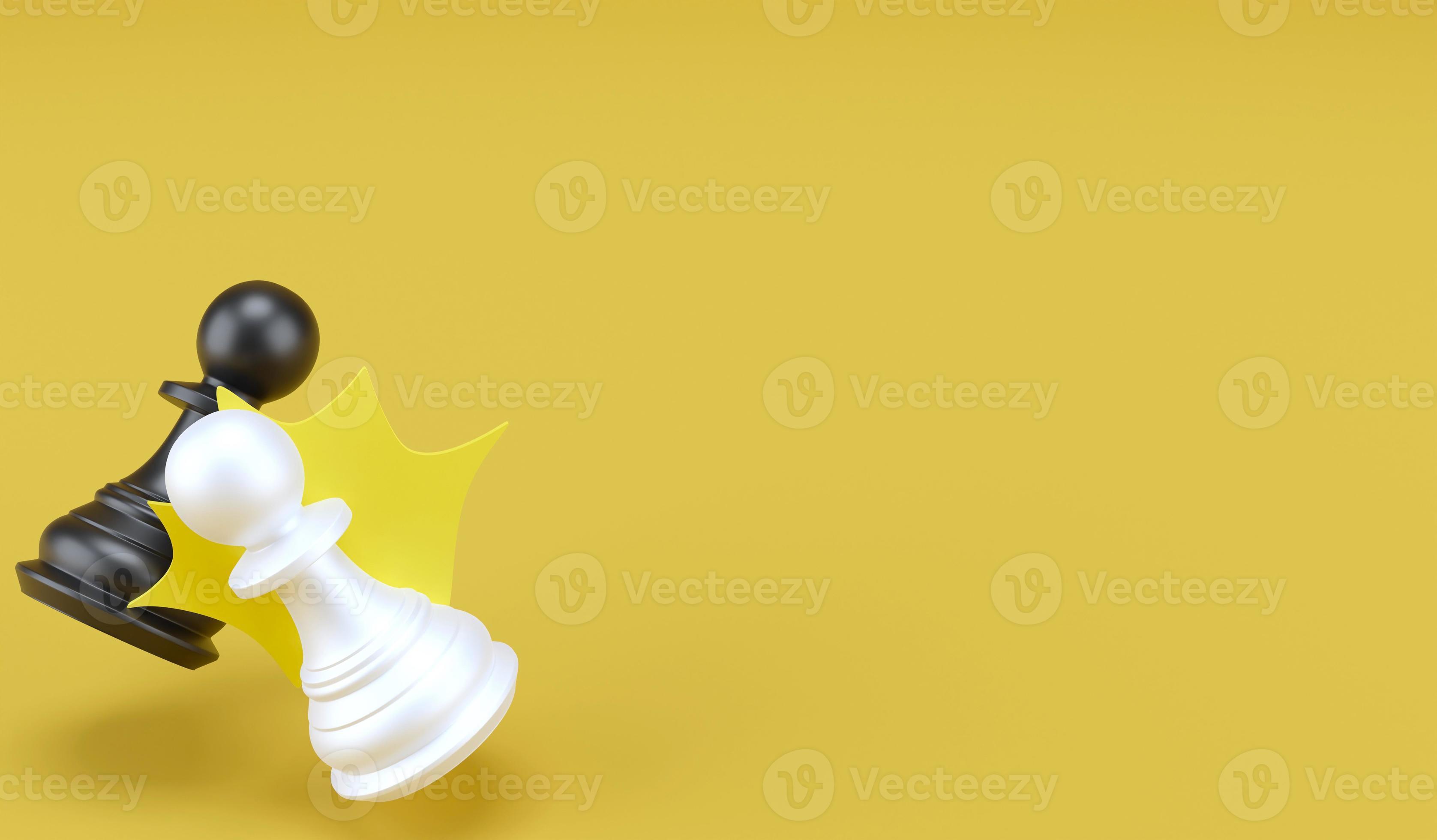 Peão de xadrez preto isolado na renderização em 3d branco