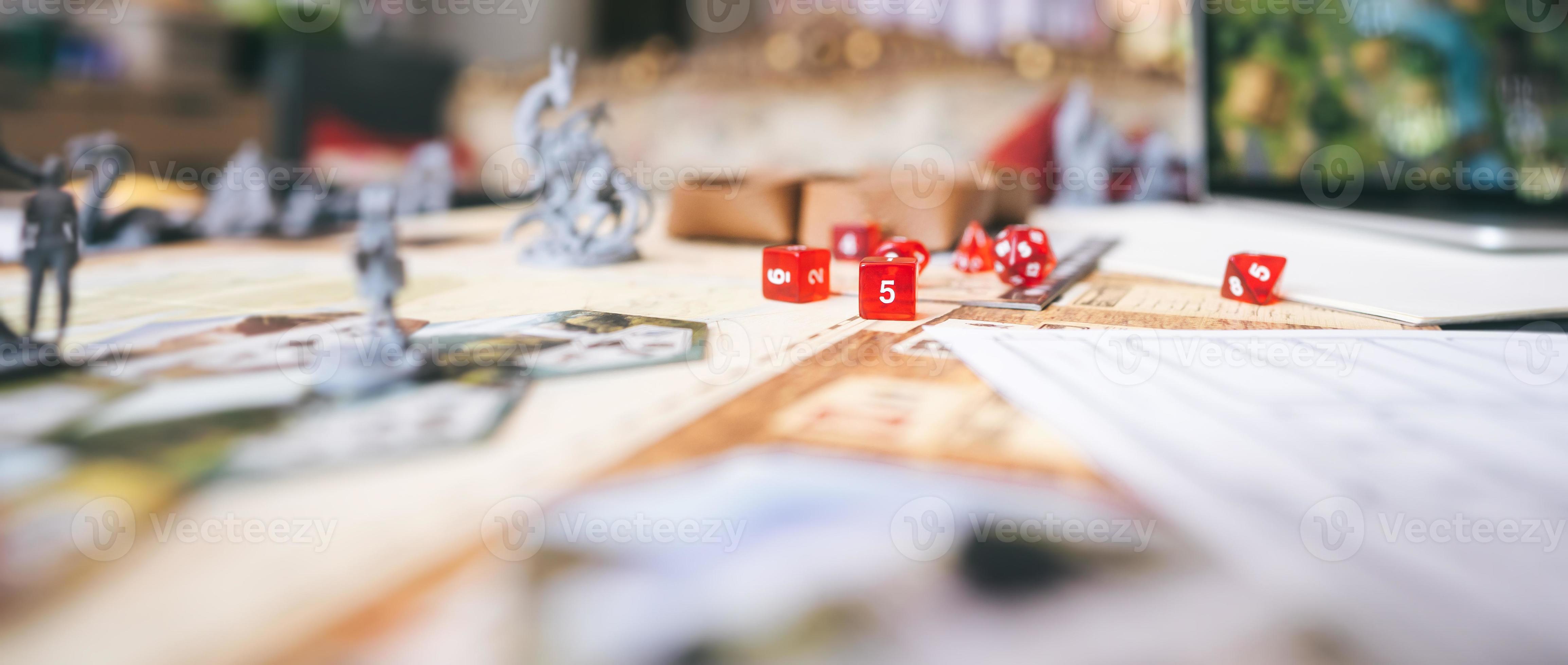 RPG mesa e jogo de tabuleiro passatempo conceito fundo de tamanho