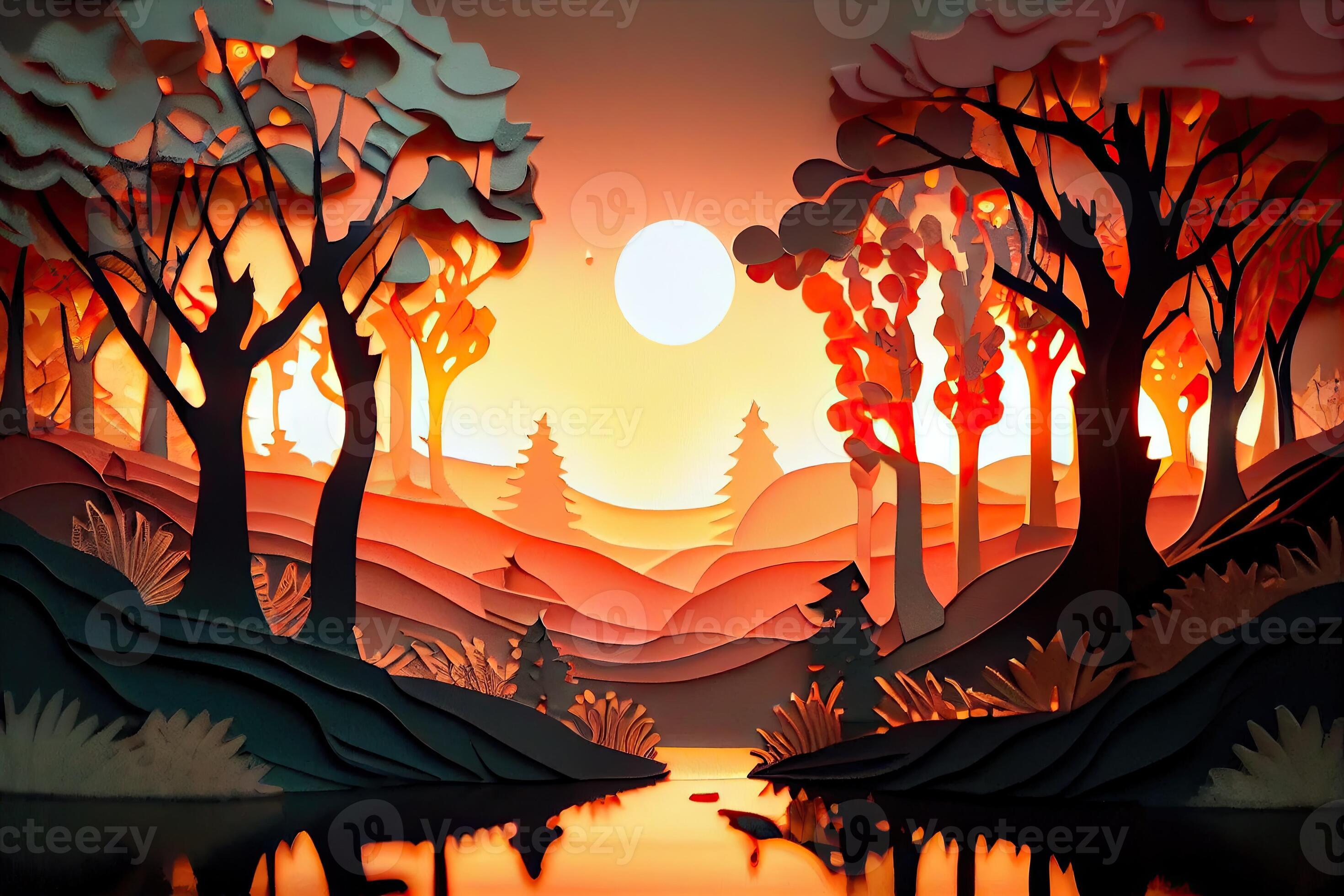 laranja desenho animado animê Projeto natureza fundo, floresta e