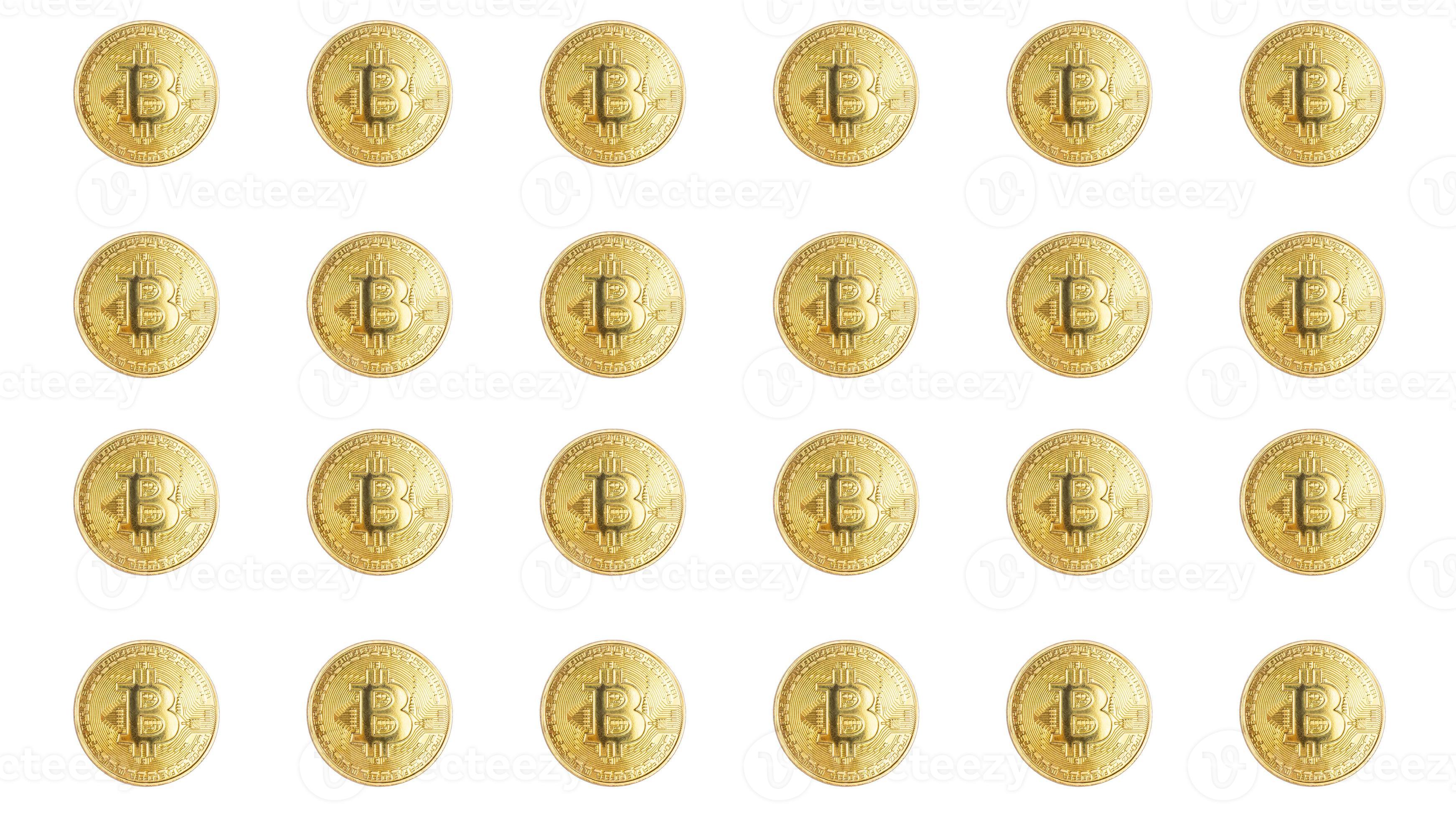 grupo de moedas bitcoin isoladas no fundo branco foto