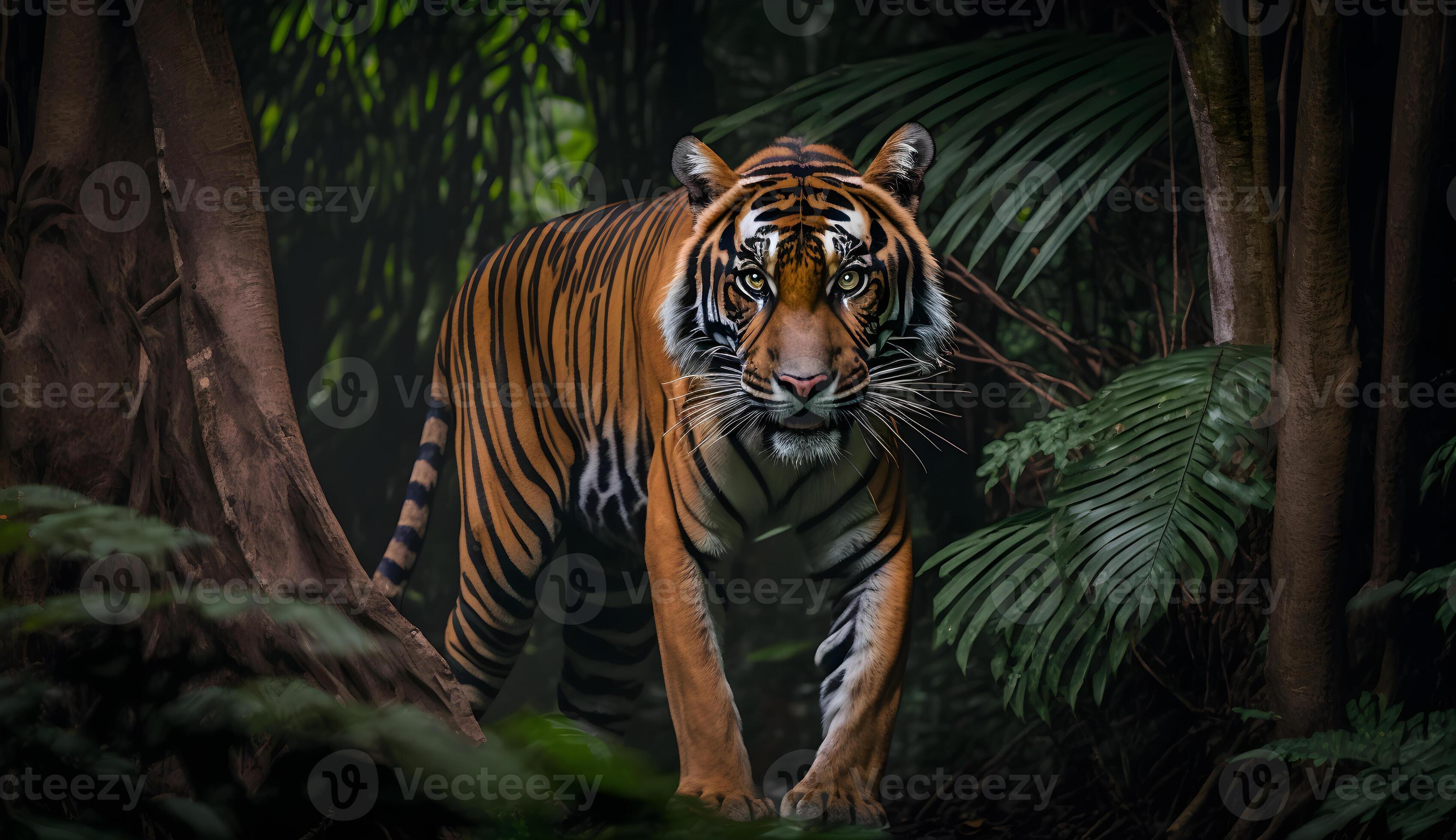 Fundo Tigre Sentado Na Neve Olhando Para A Câmera Fundo, Tigre De