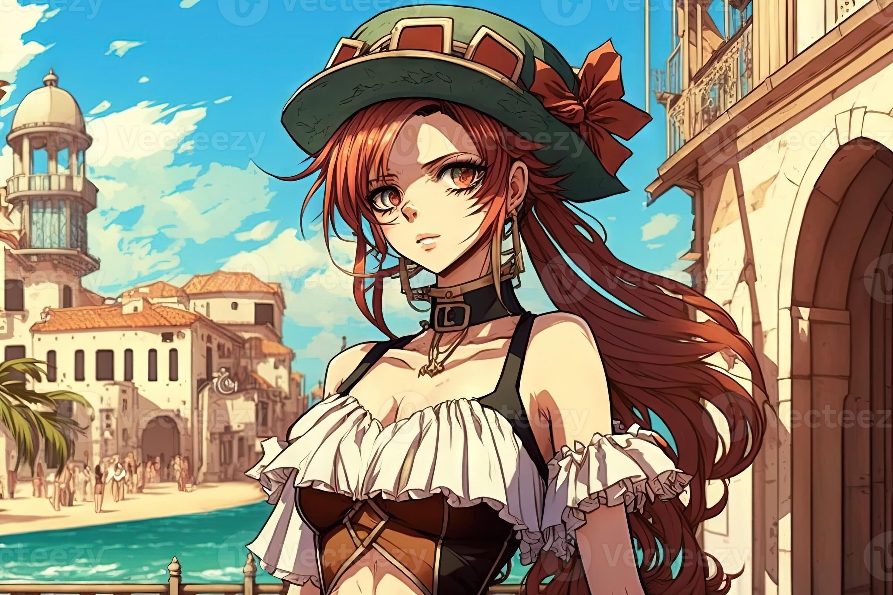 Garota anime pirata gerada por ia