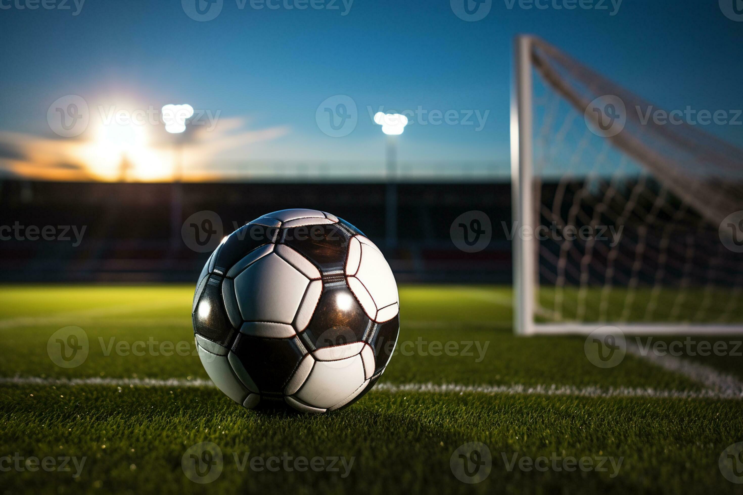 ai generativo futebol bola em a verde Relva e objetivo internet dentro  futebol estádio 26401604 Foto de stock no Vecteezy