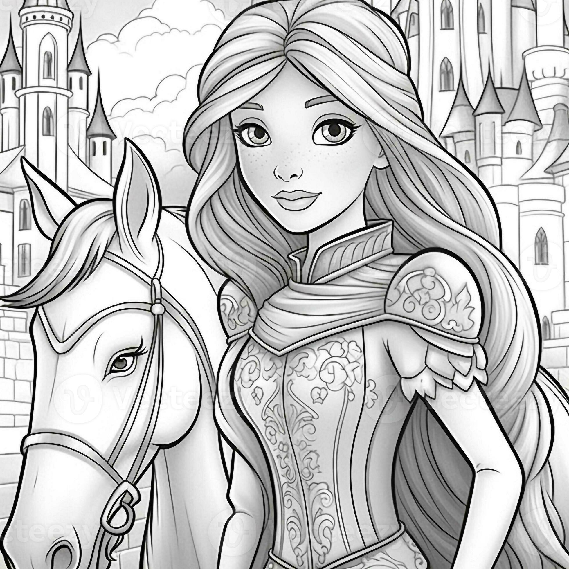 Princesa Aurora com desenhos para colorir de animais