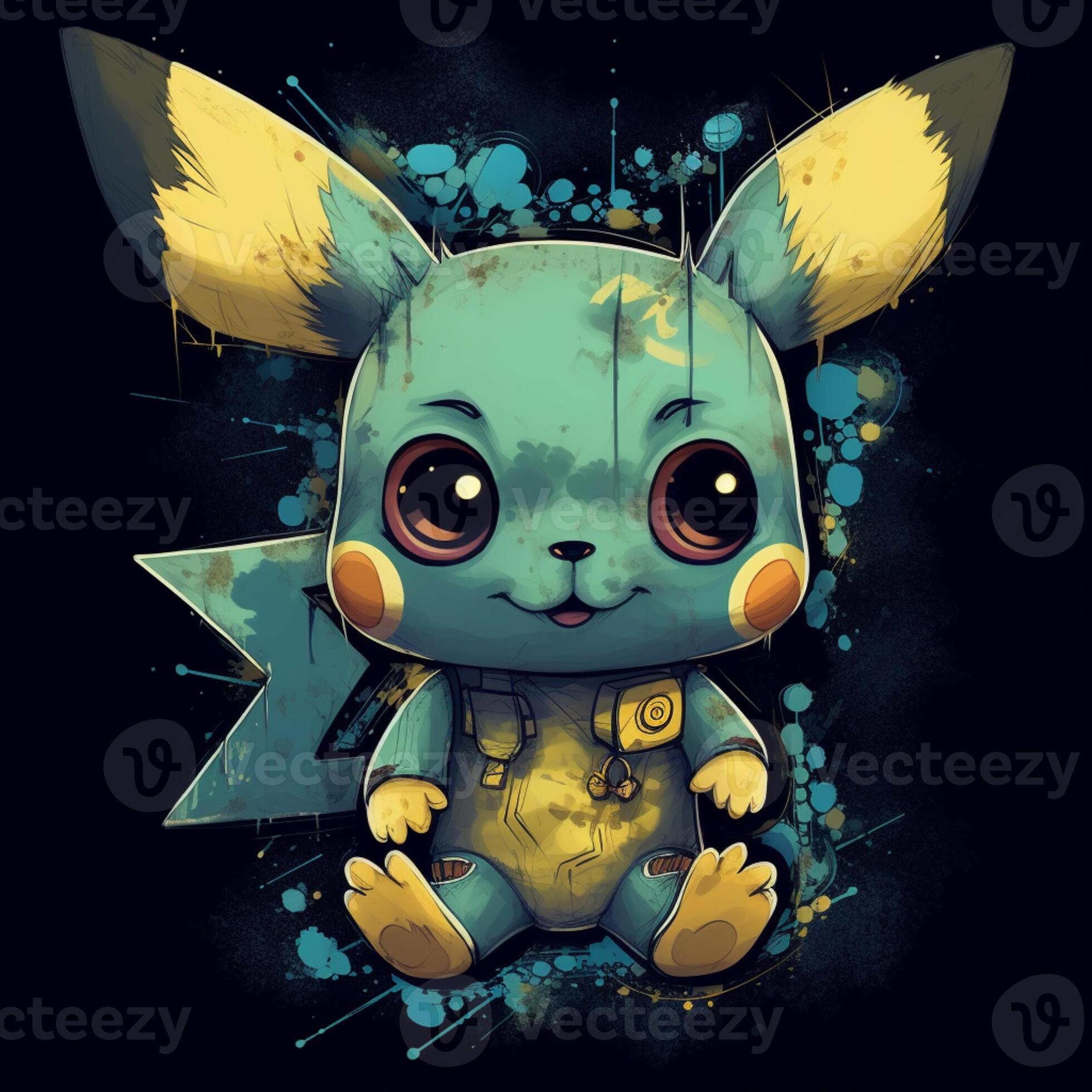 Pokémon Pikachu com uma Câmera em uma azul fundo. generativo ai. 28404959  Foto de stock no Vecteezy